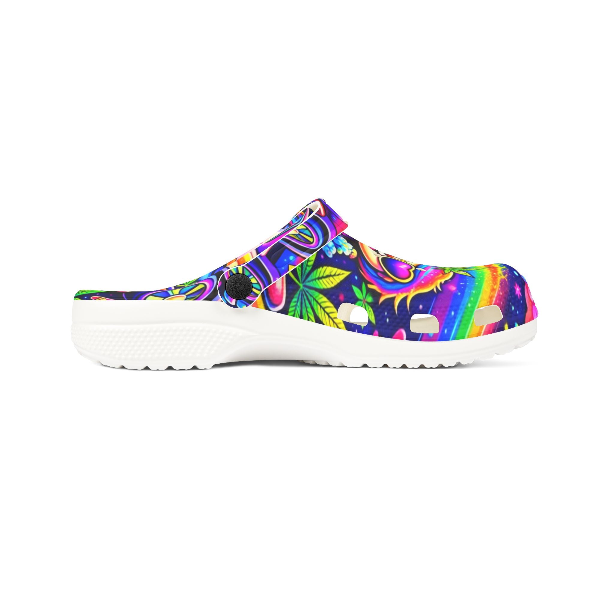 Psychedelic Rainbow Sloth EVA Clogs — Colorful All-Over Print Garden Shoes