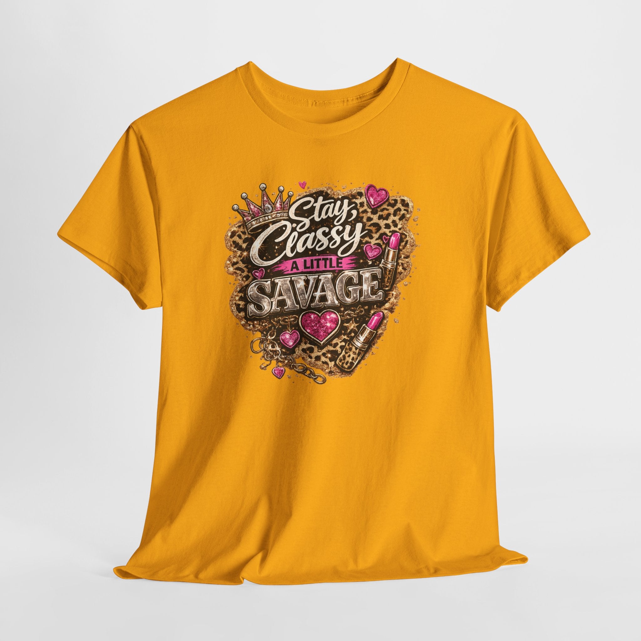 Stay Classy a Little Savage Tee — Leopard Heart Graphic T-Shirt