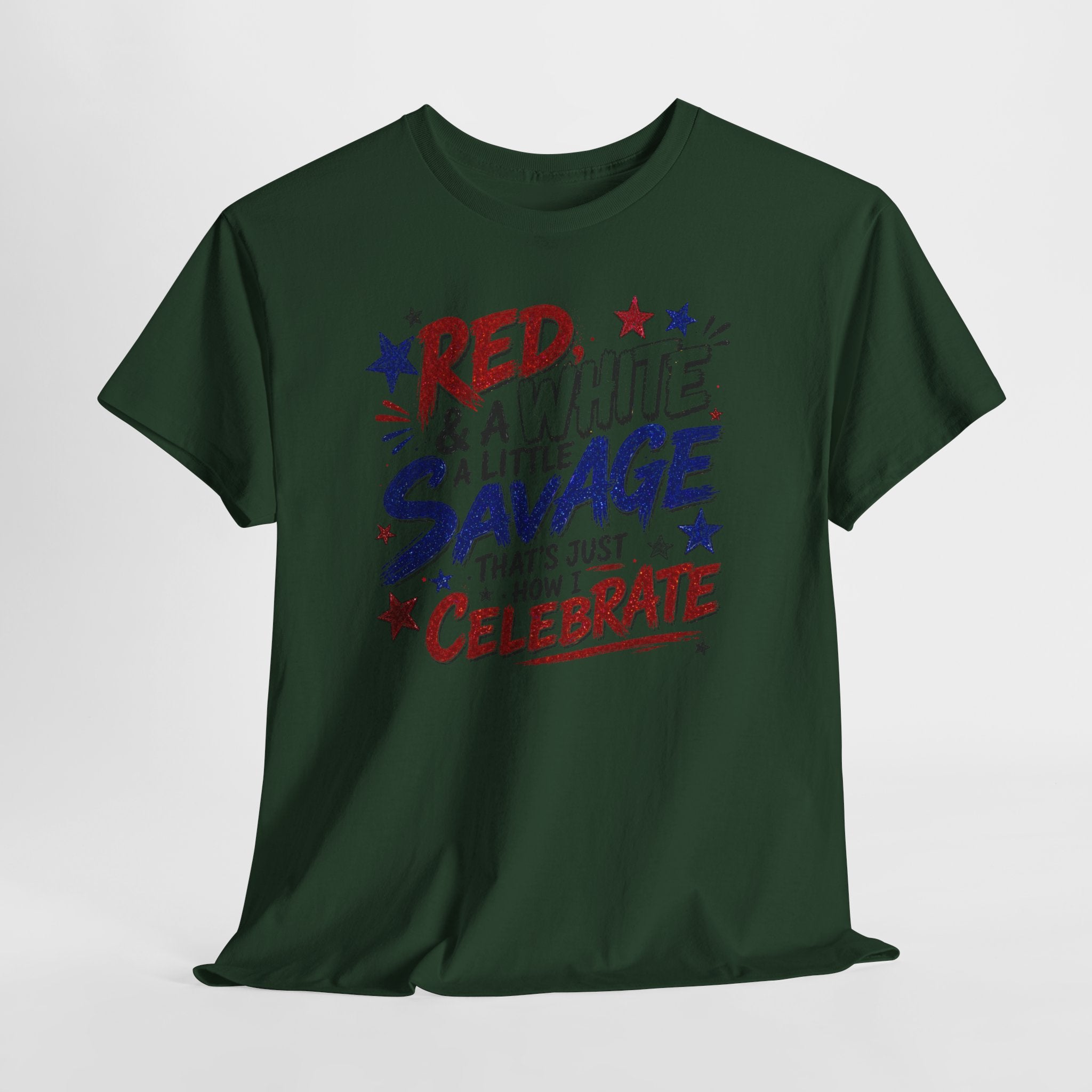 Patriotic Tee — “Red & White & a Little Savage” 4th of July Graphic Shirt