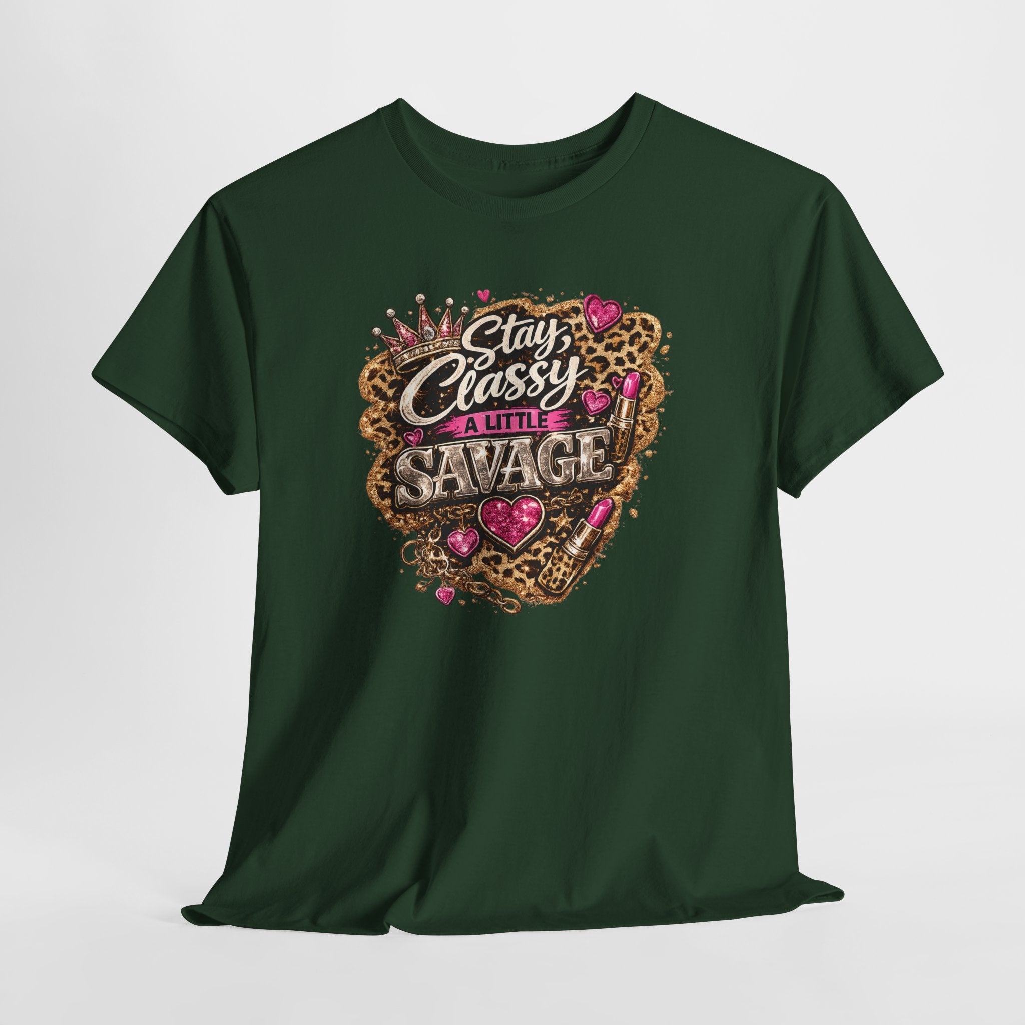 Stay Classy a Little Savage Tee — Leopard Heart Graphic T-Shirt