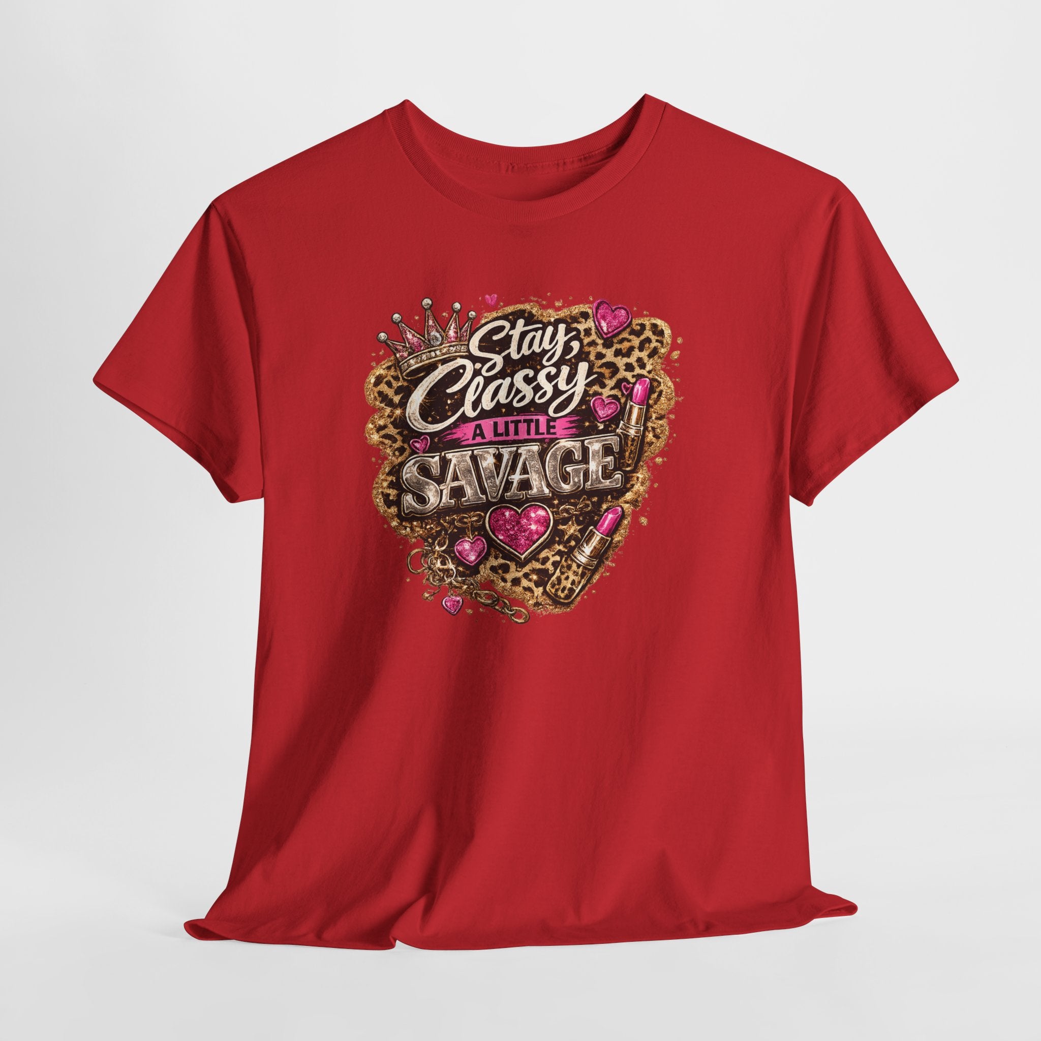Stay Classy a Little Savage Tee — Leopard Heart Graphic T-Shirt