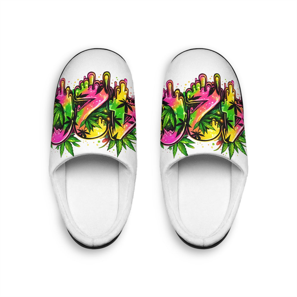 Women's Slippers — Colorful Graffiti Leaf Indoor Slides