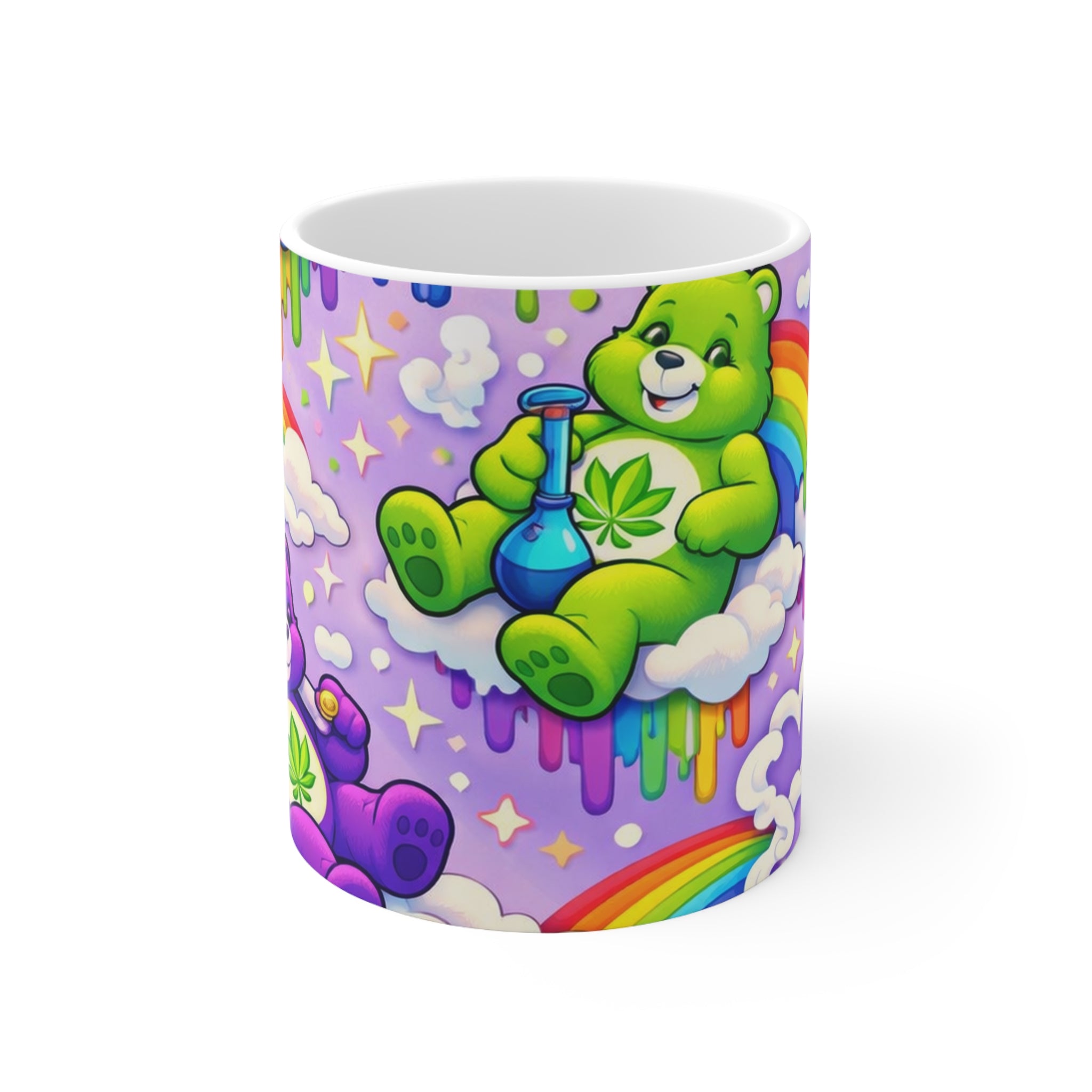 Cannabis Care Bears Ceramic Coffee Mug — Rainbow Stoner 11oz & 15oz