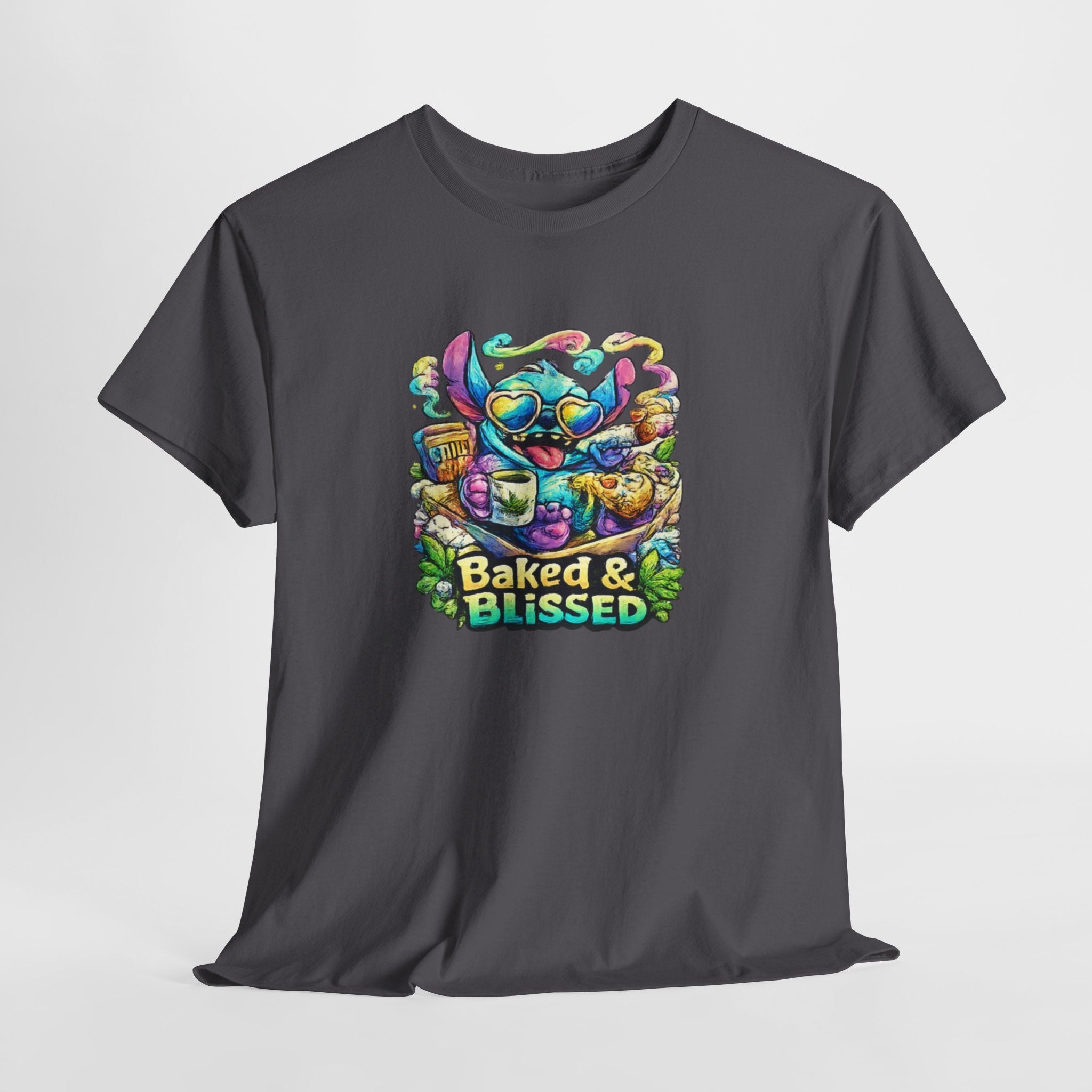 T-Shirt — Colorful 'Baked & Blissed' Cartoon Dessert Graphic Tee