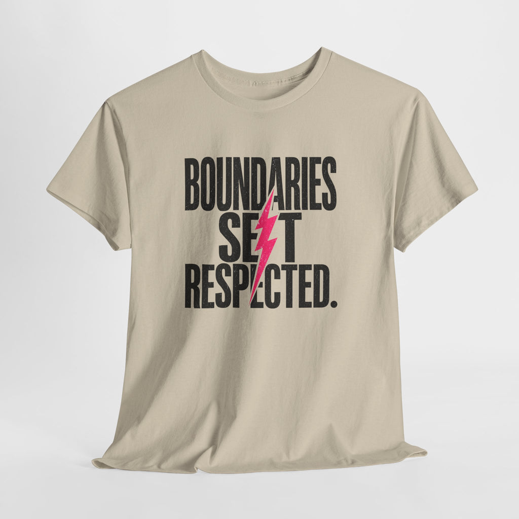 T-Shirt — "Boundaries Set. Respected." Lightning Bolt Graphic Tee