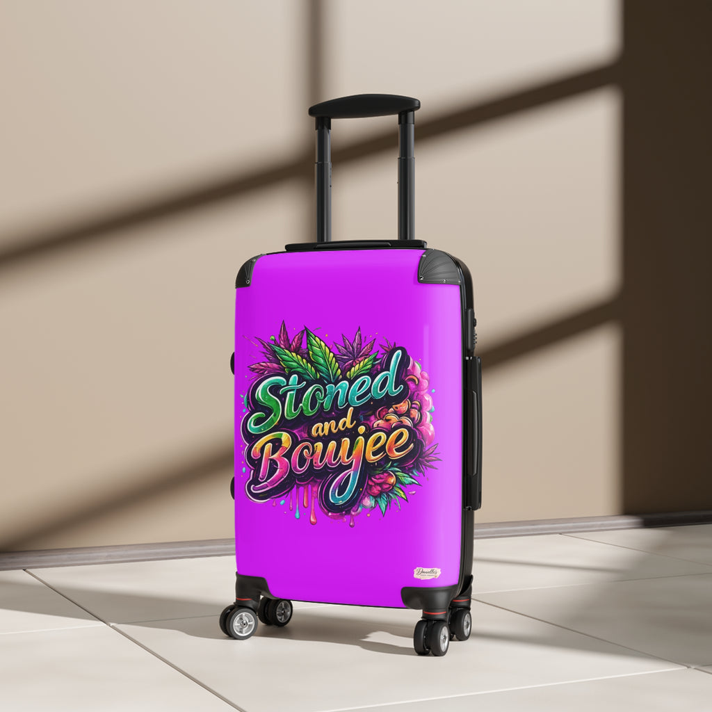 Stoned and Boujee Carry-On Suitcase – Colorful Cannabis Travel Luggage