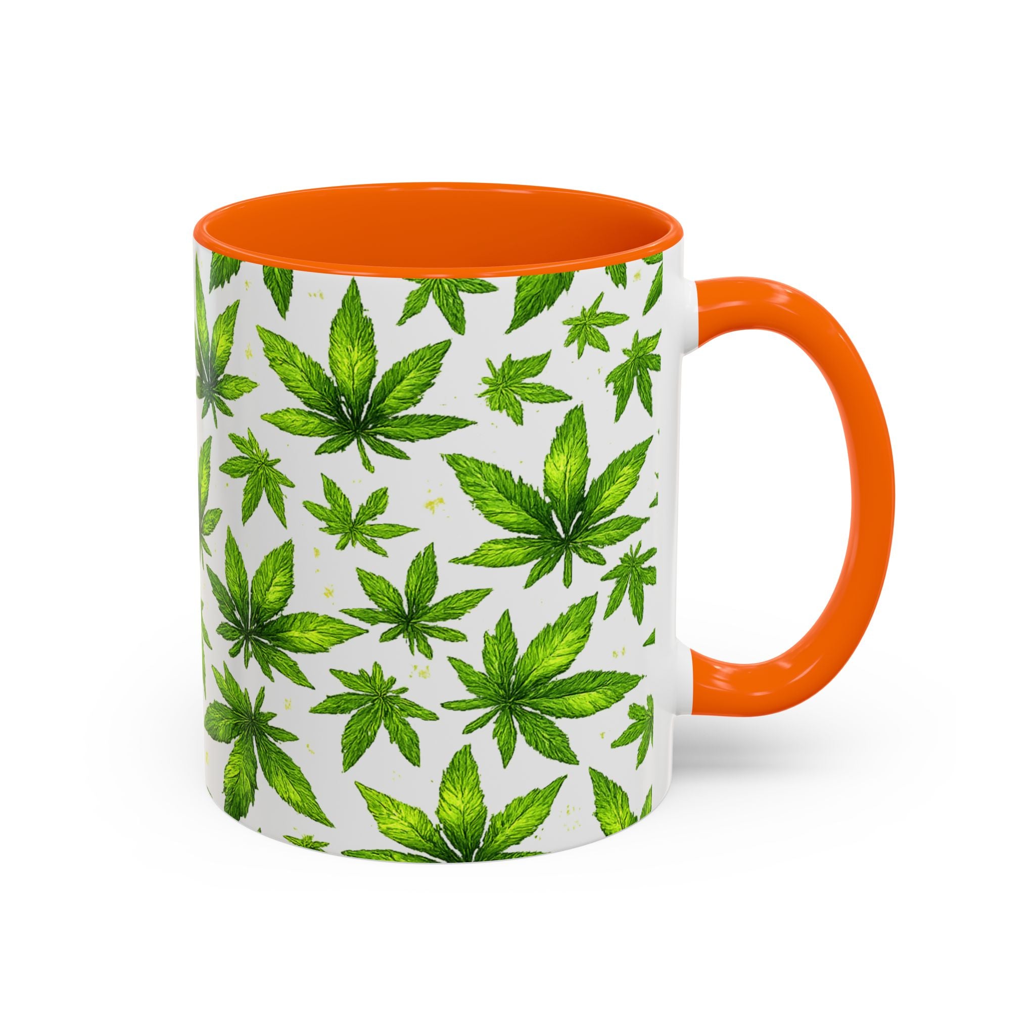 Cannabis Leaf Pattern Accent Coffee Mug – 11/15oz Ceramic