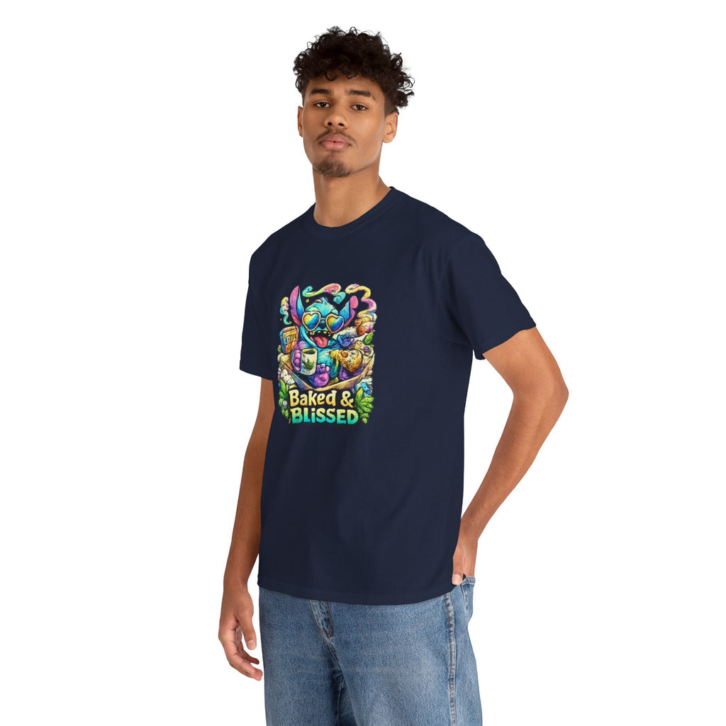 T-Shirt — Colorful 'Baked & Blissed' Cartoon Dessert Graphic Tee