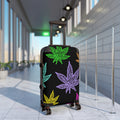 Carry-On Suitcase with Colorful Cannabis Leaf Print – Travel Luggage, Funky Marijuana Leaf Design
