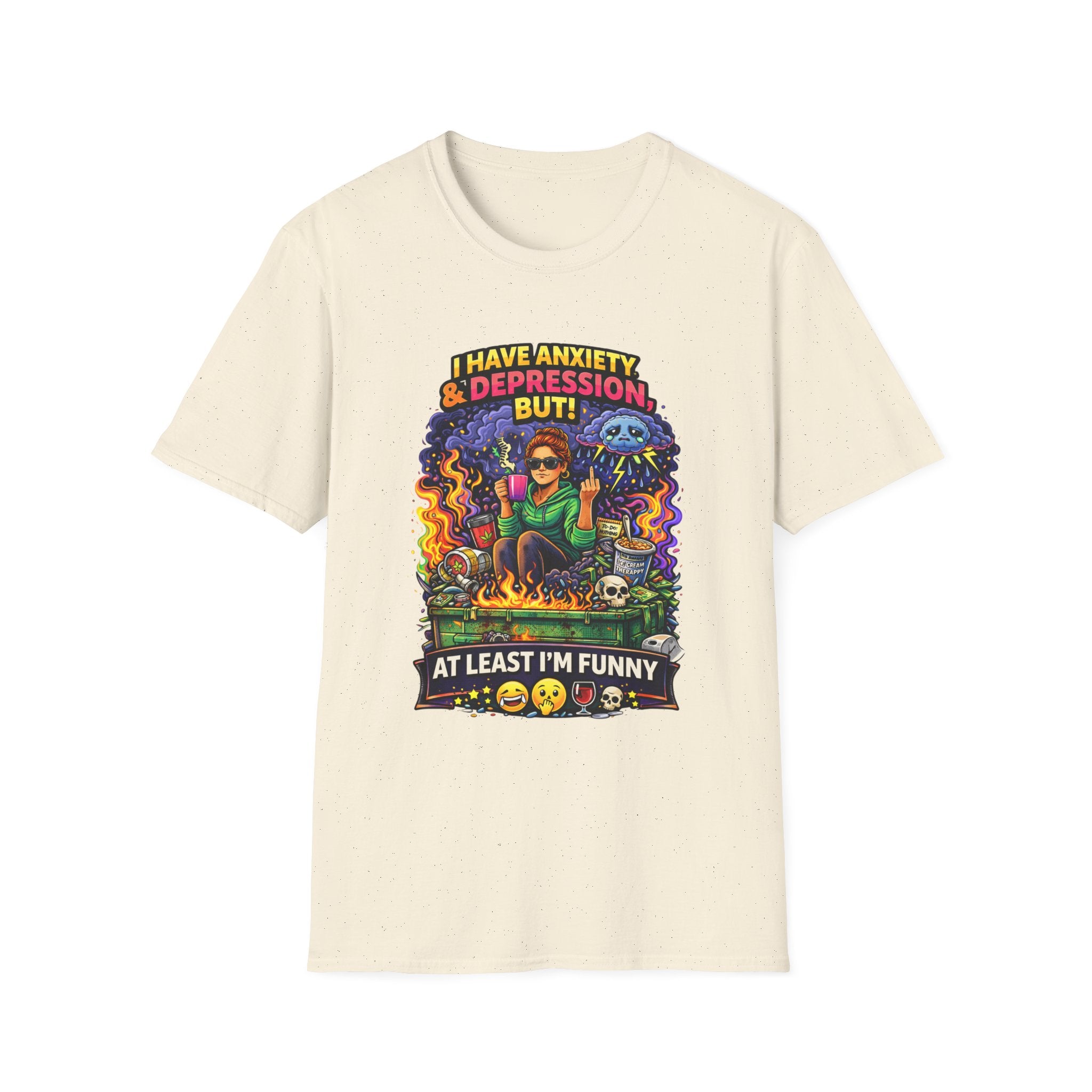 Funny Anxiety & Depression T‑Shirt — “I Have Anxiety & Depression But At Least I’m Funny” Graphic Tee