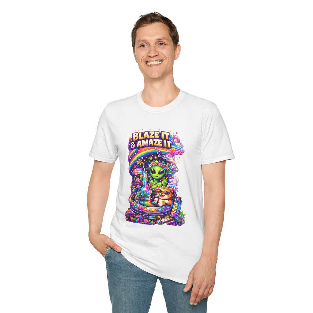 Alien Rainbow Tee - "Blaze It & Amaze It" Psychedelic Graphic T-Shirt