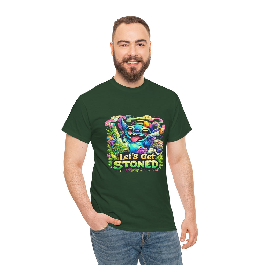 Let's Get Stoned T-Shirt — Colorful Trippy Alien Cannabis Tee