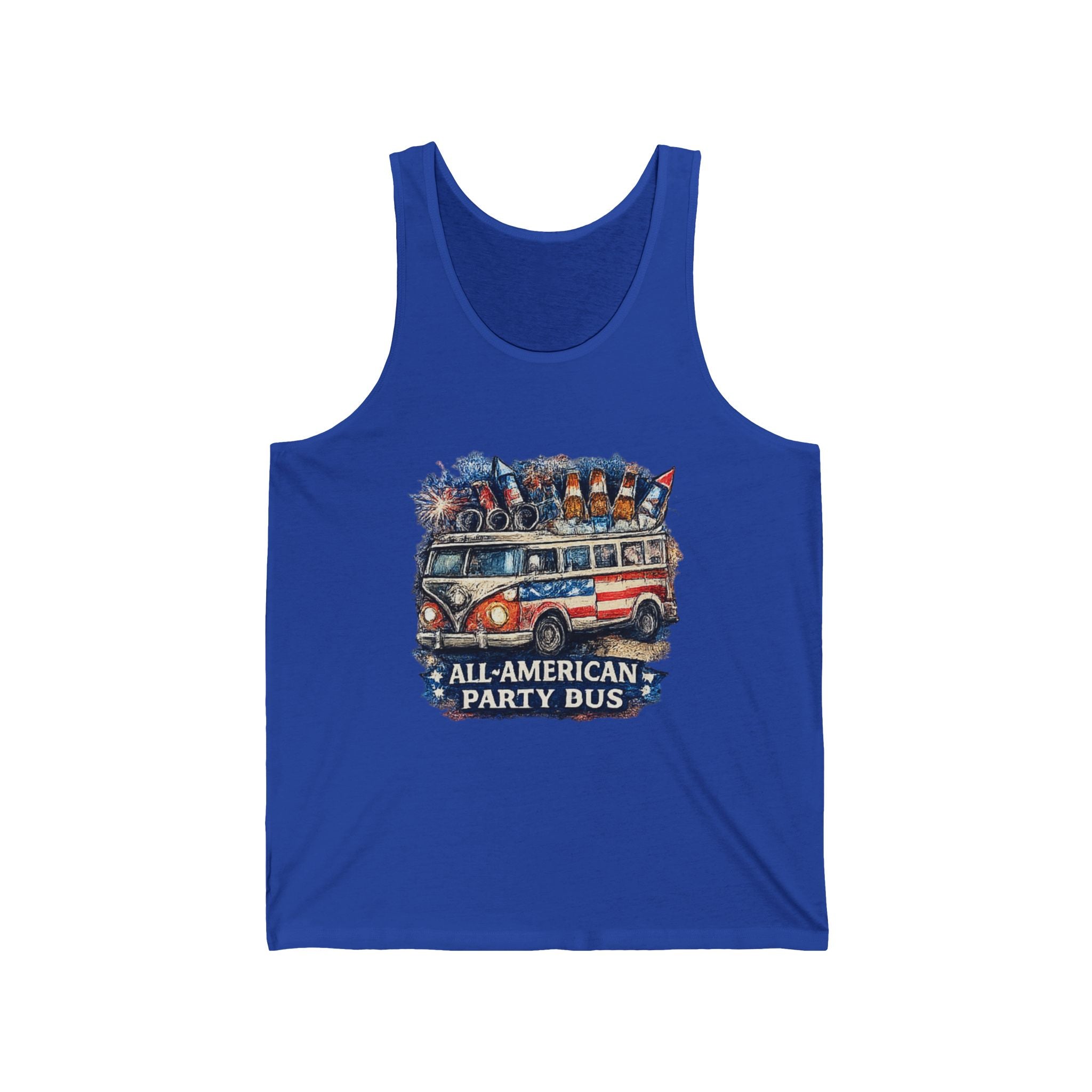 All-American Party Bus Tank Top — Patriotic 4th of July Summer Tank