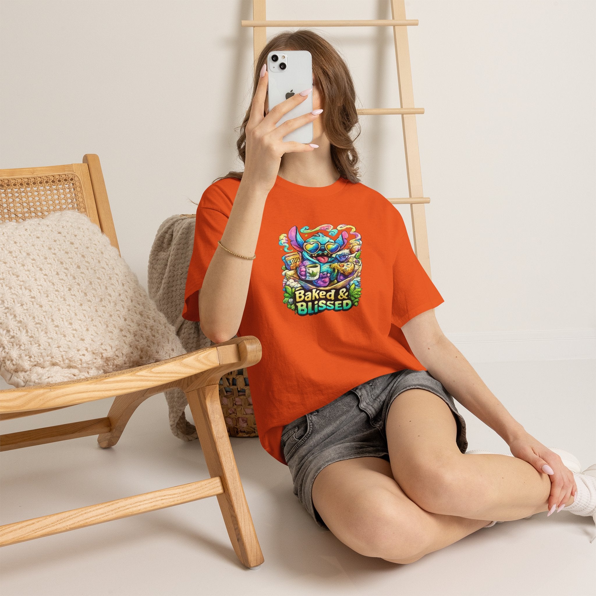 T-Shirt — Colorful 'Baked & Blissed' Cartoon Dessert Graphic Tee