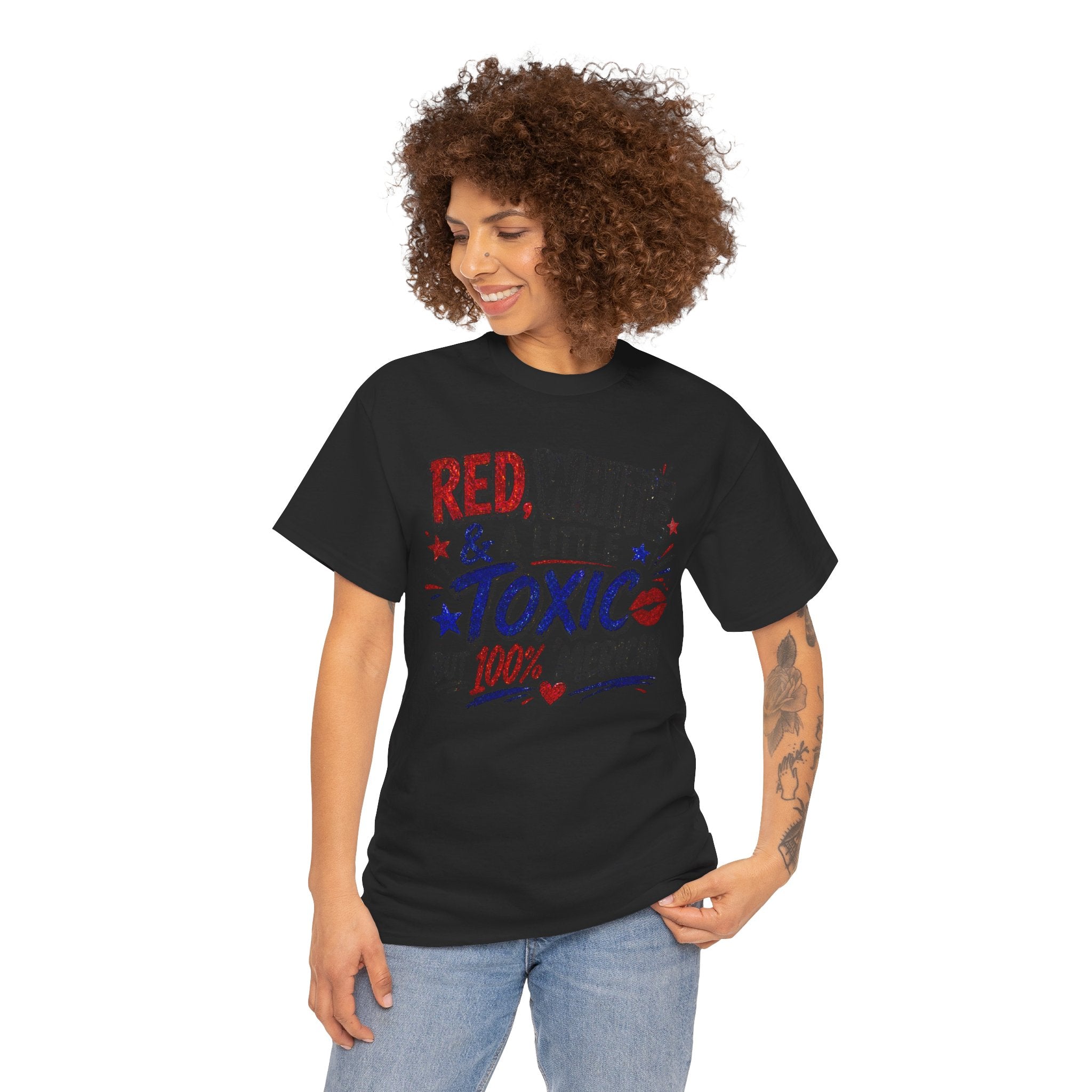 Patriotic 'Red, White & a Little Toxic but 100% Merican' Graphic Tee
