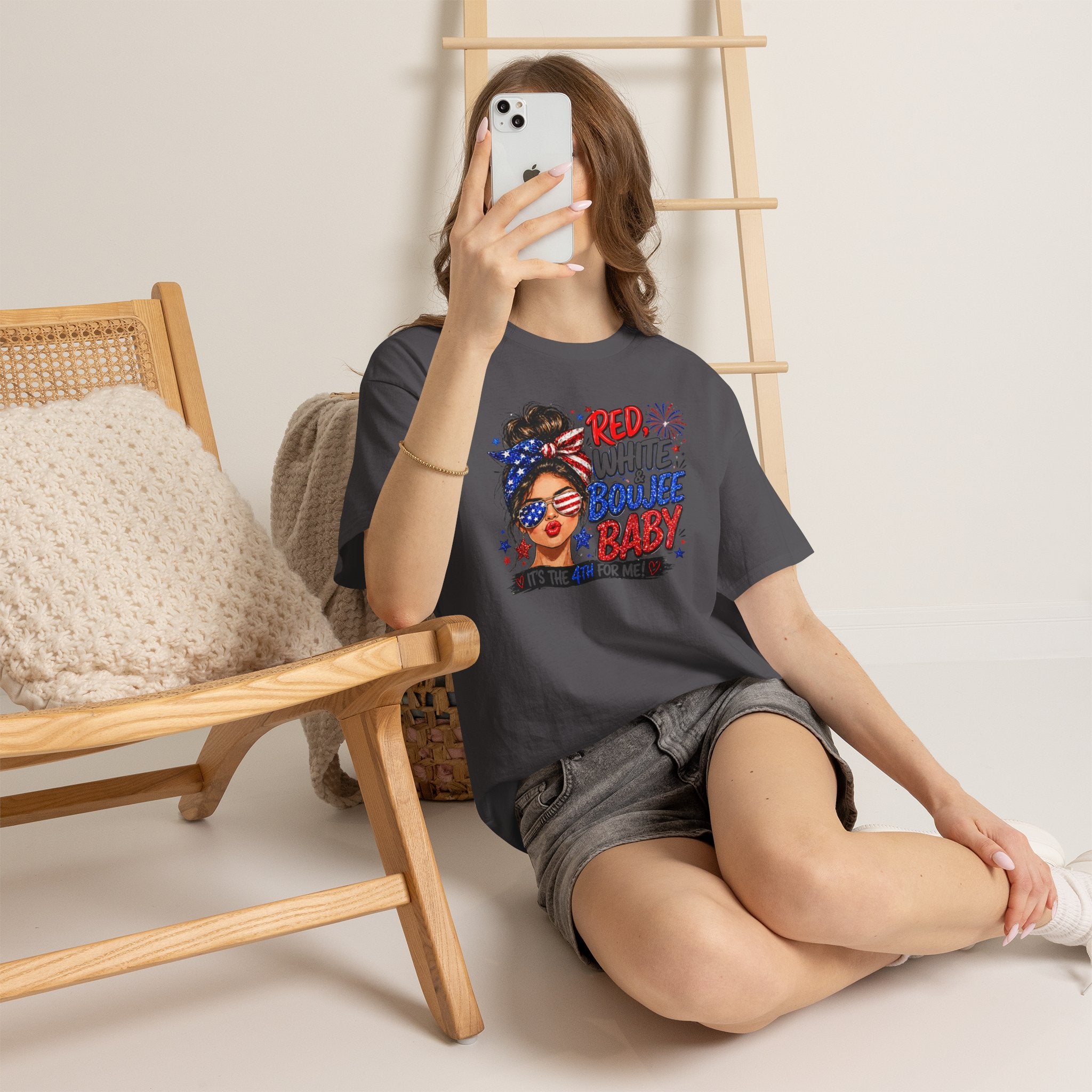 Patriotic 'Red White Boujee Baby' Tee – 4th of July Women's Graphic Shirt
