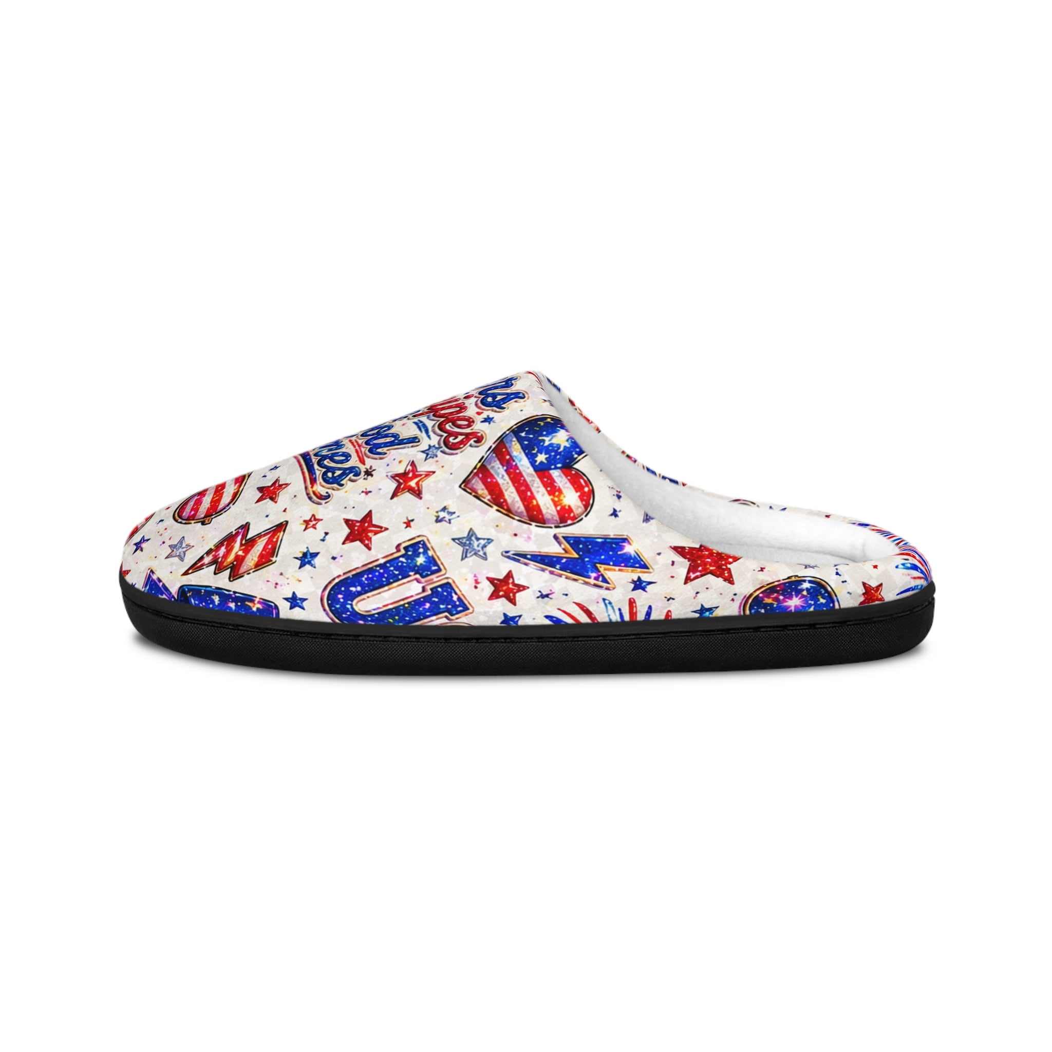 Patriotic 'Stars & Stripes' Women's Slippers — Red White Blue 4th of July Indoor Cozy House Shoes