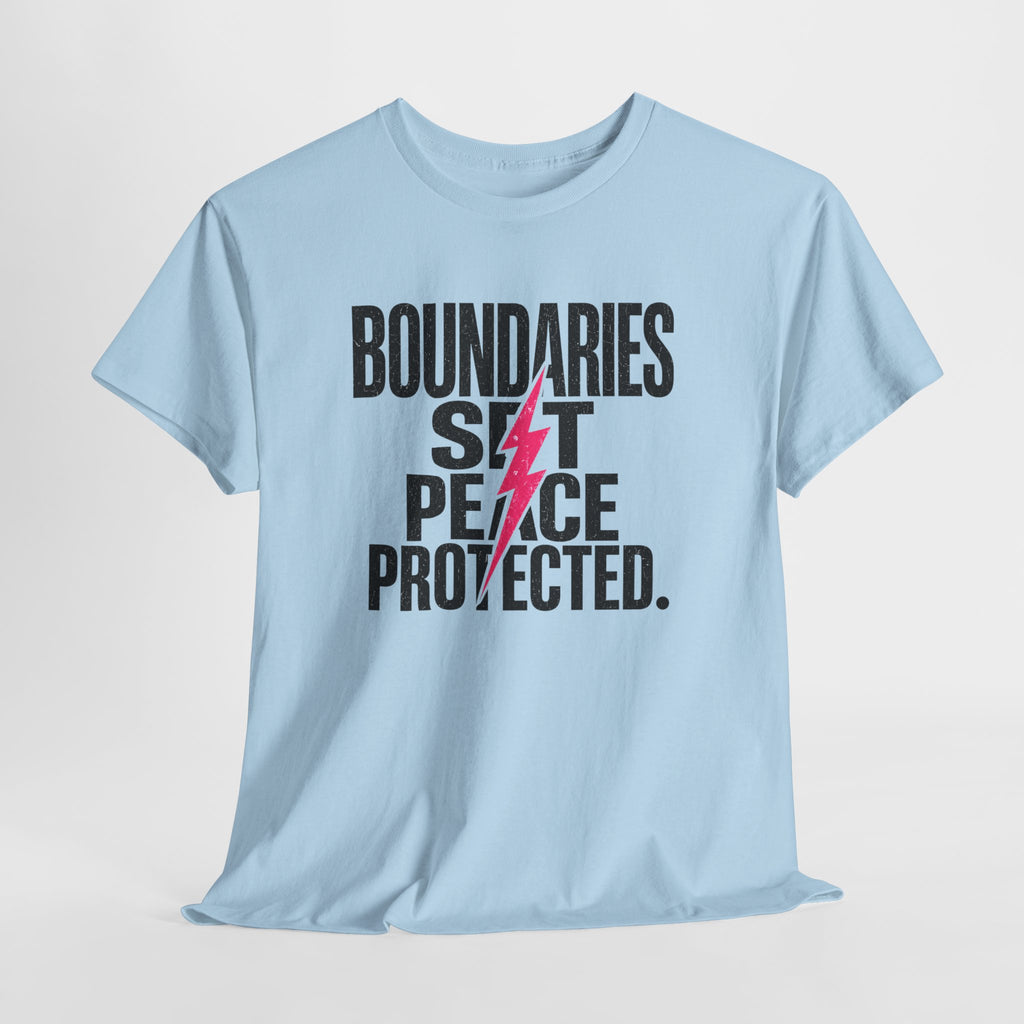 Boundaries Set, Peace Protected T-Shirt — Empowerment Tee with Lightning Bolt