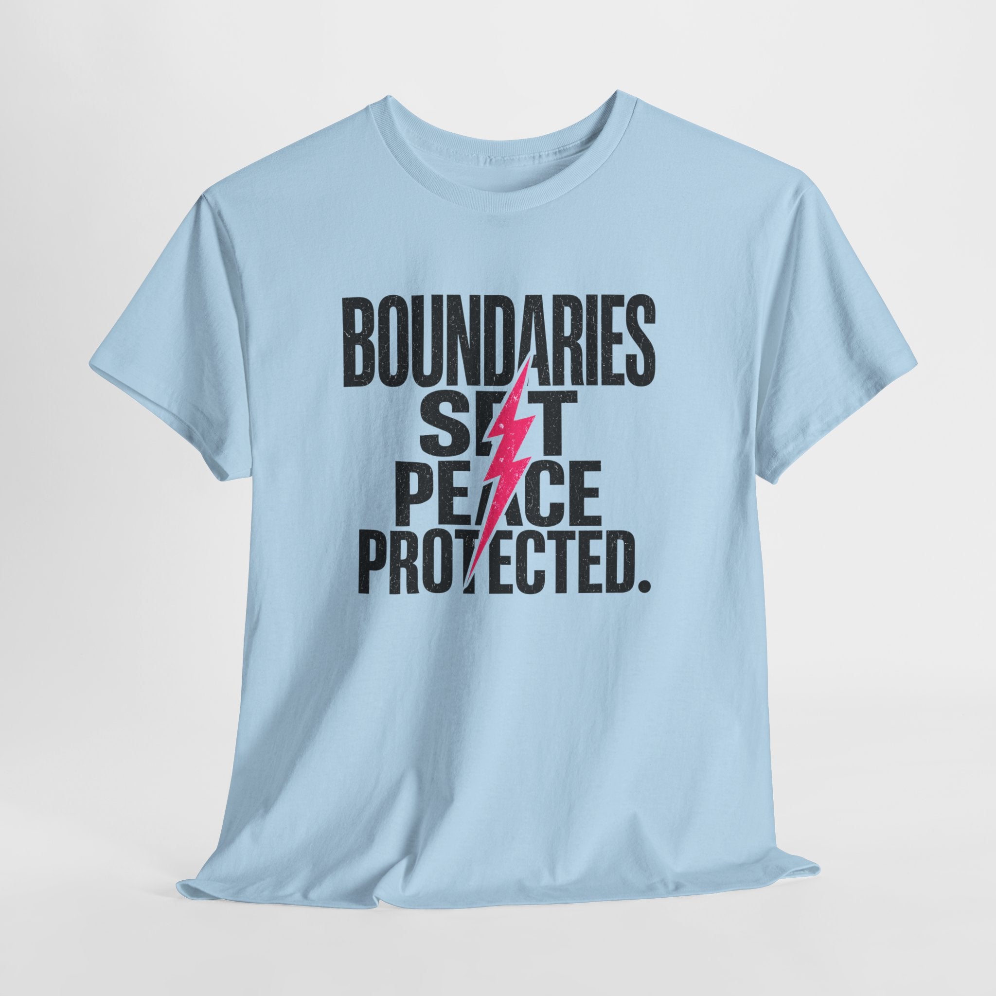 Boundaries Set, Peace Protected T-Shirt — Empowerment Tee with Lightning Bolt