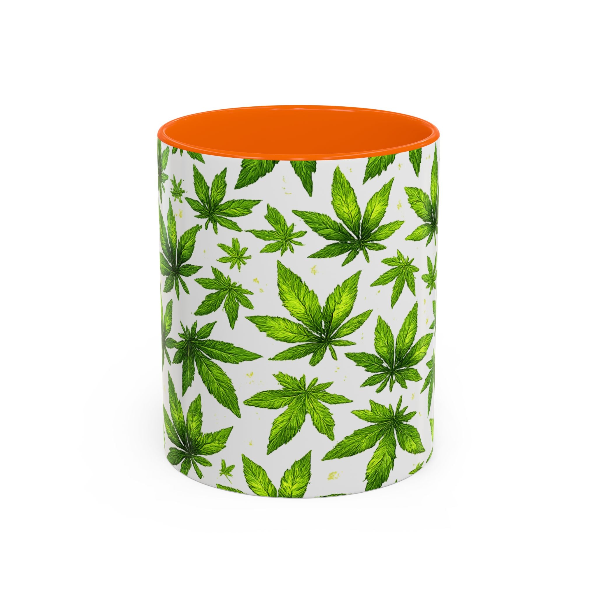 Cannabis Leaf Pattern Accent Coffee Mug – 11/15oz Ceramic