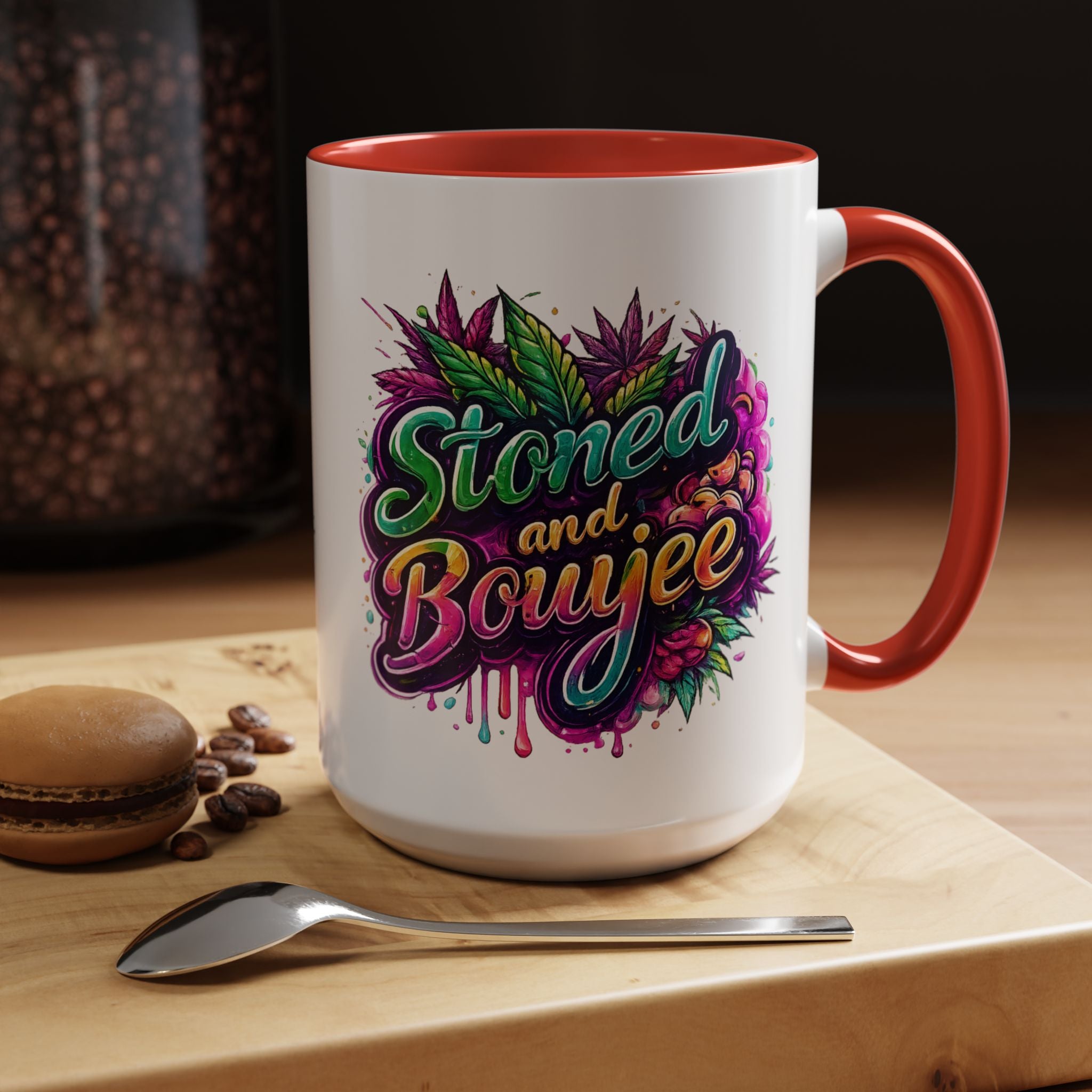 Accent Coffee Mug — "Stoned and Boujee" Colorful Cannabis Art