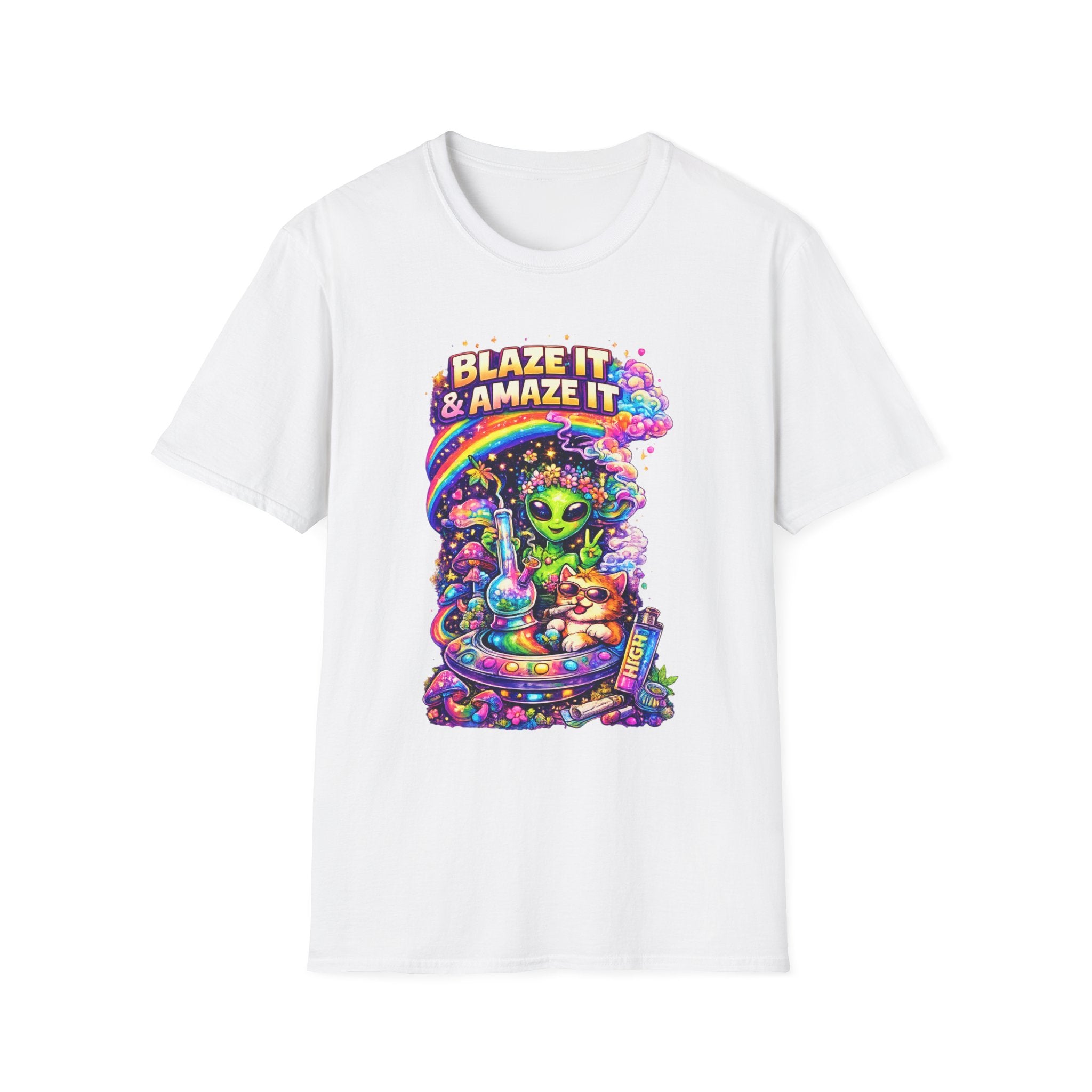 Alien Rainbow Tee - "Blaze It & Amaze It" Psychedelic Graphic T-Shirt