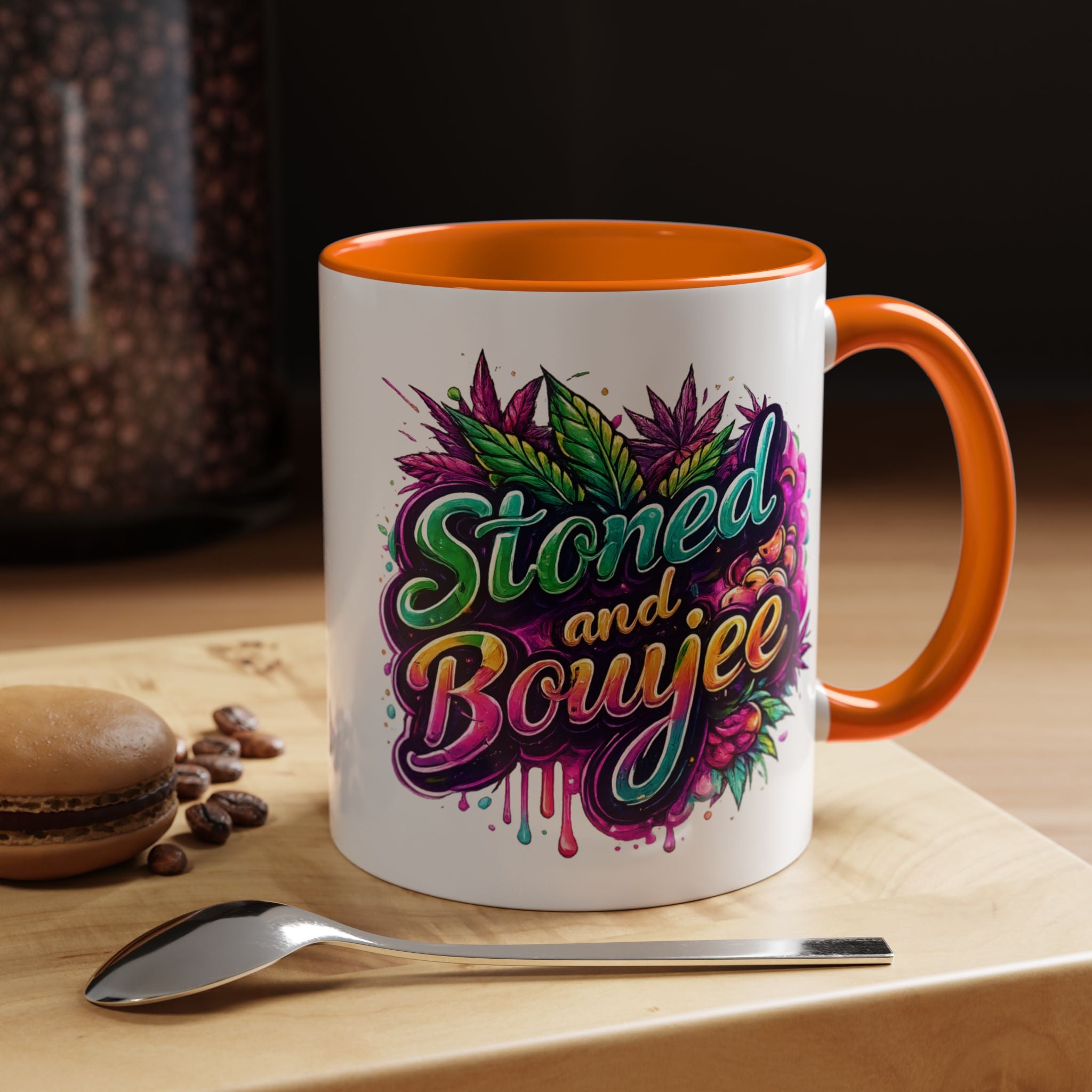 Accent Coffee Mug — "Stoned and Boujee" Colorful Cannabis Art