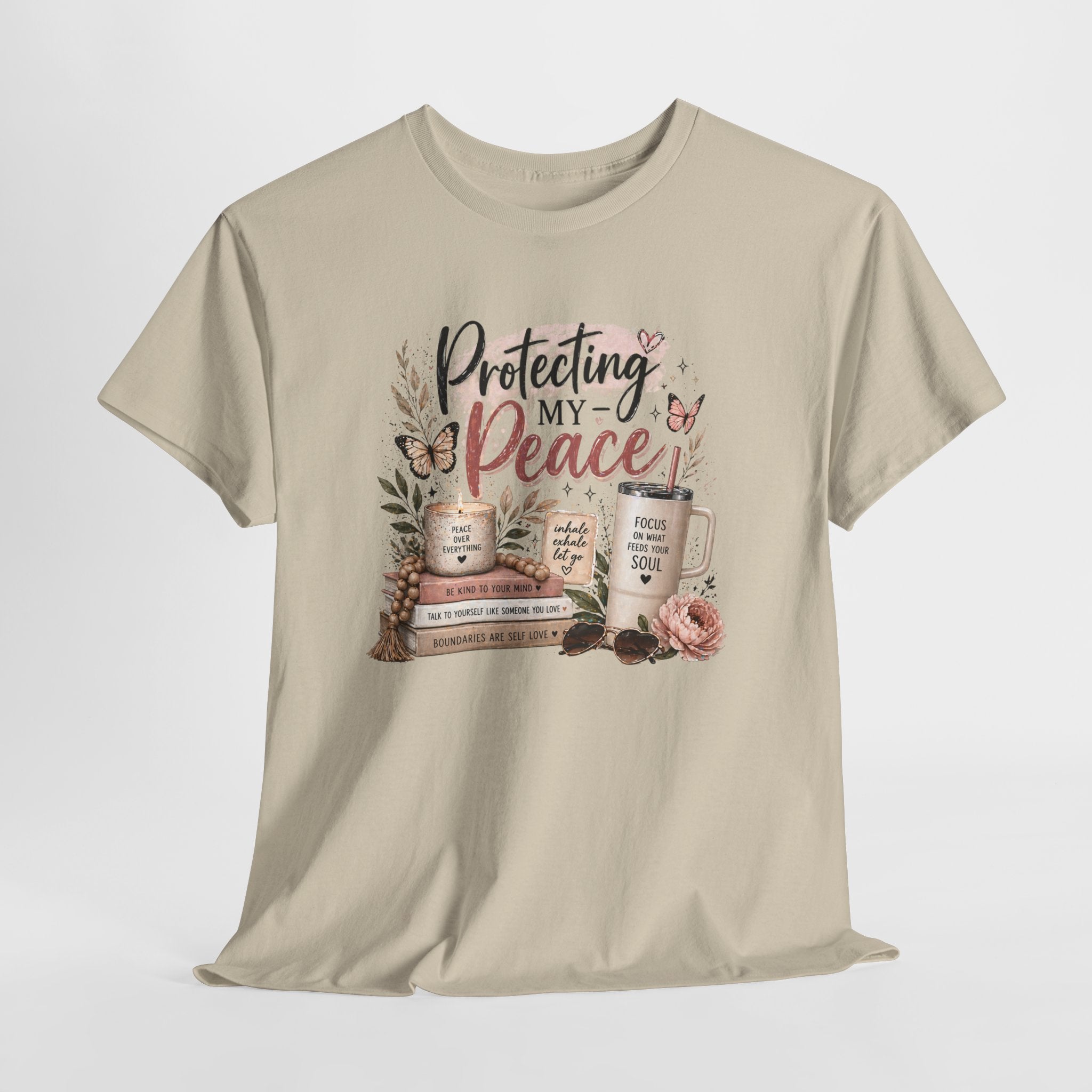 Protecting My Peace T-Shirt — Cozy Floral Coffee & Book Graphic Tee