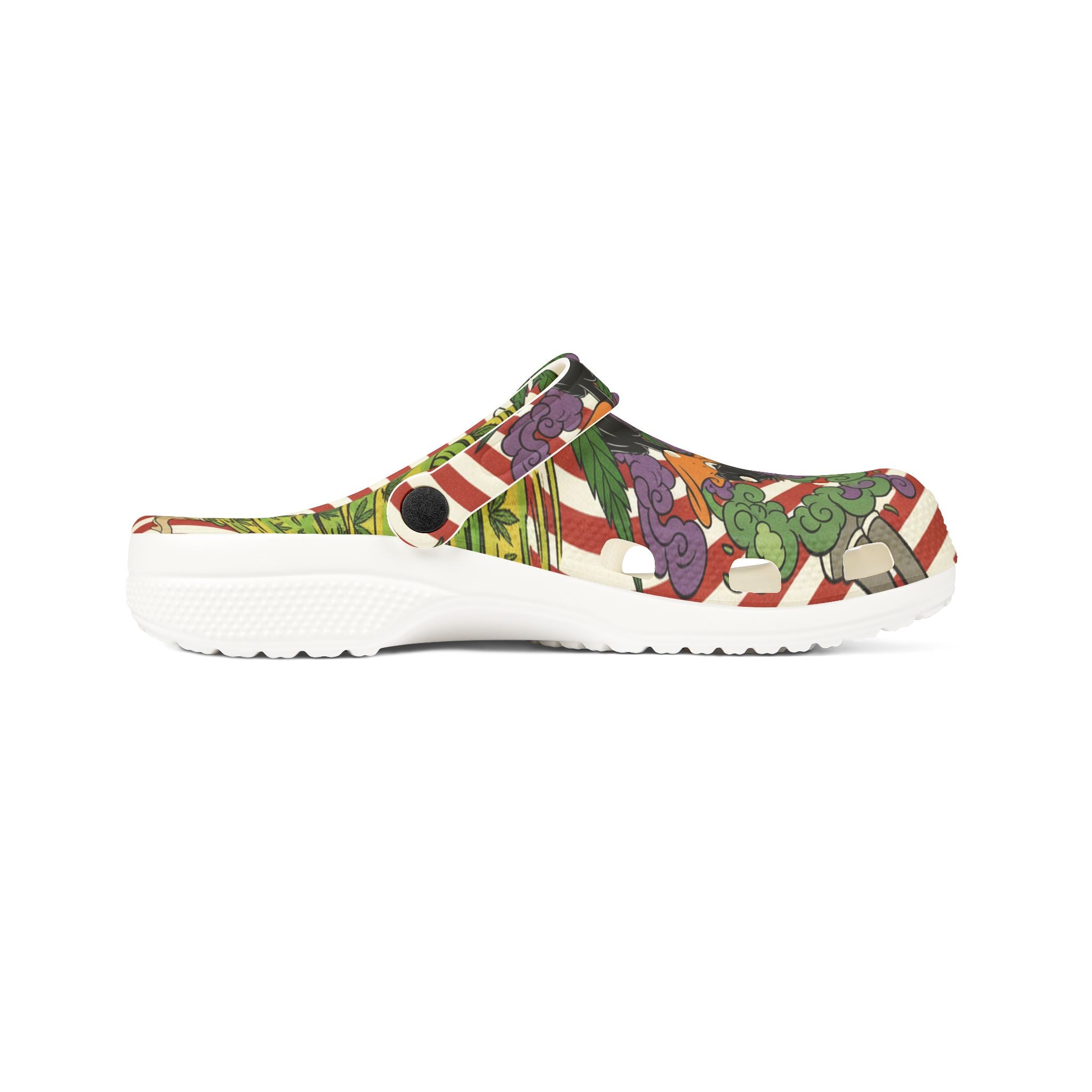 Cartoon Garden Slip-On Clogs — Striped EVA Foam Rubber Shoes with Bugs Bunny Design