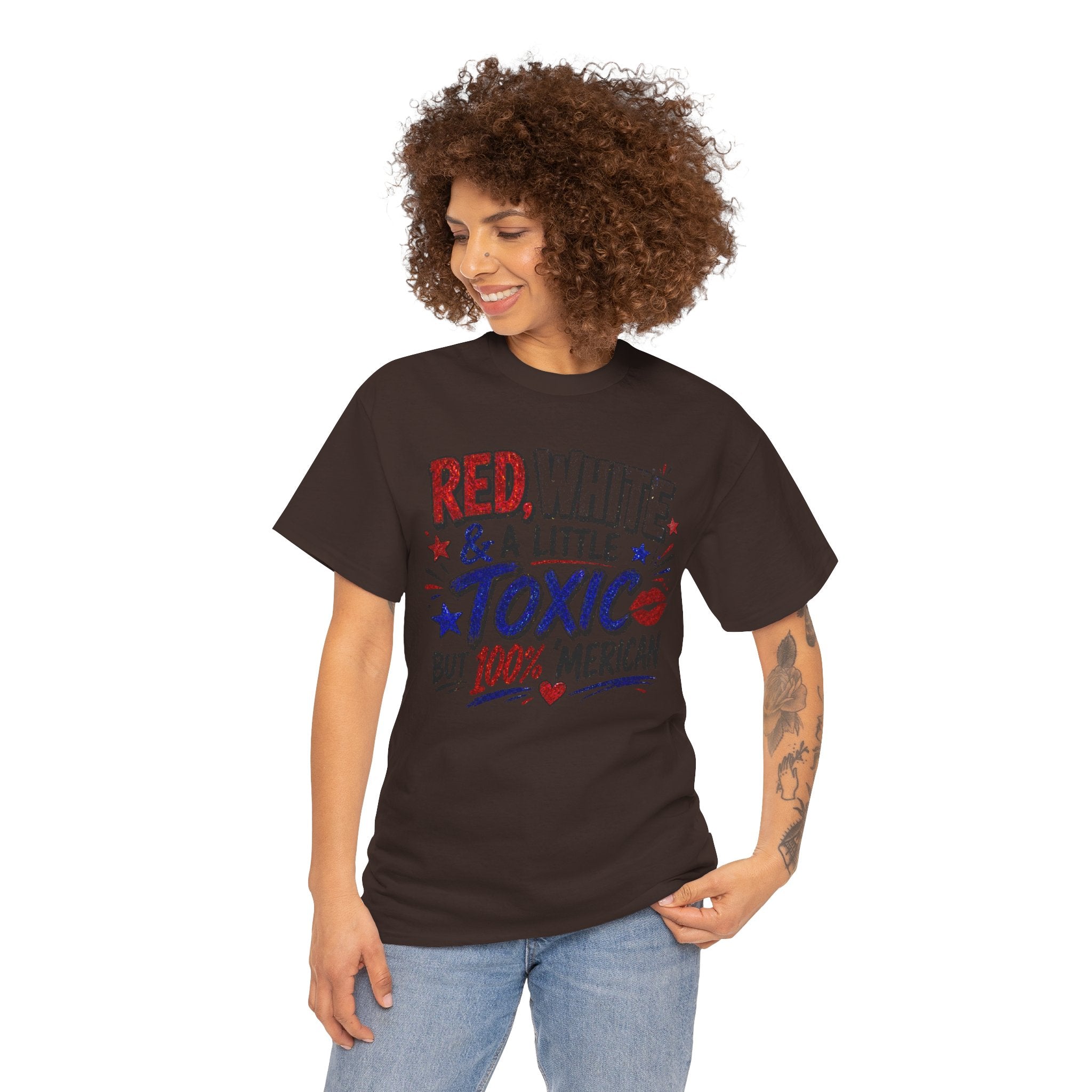 Patriotic 'Red, White & a Little Toxic but 100% Merican' Graphic Tee