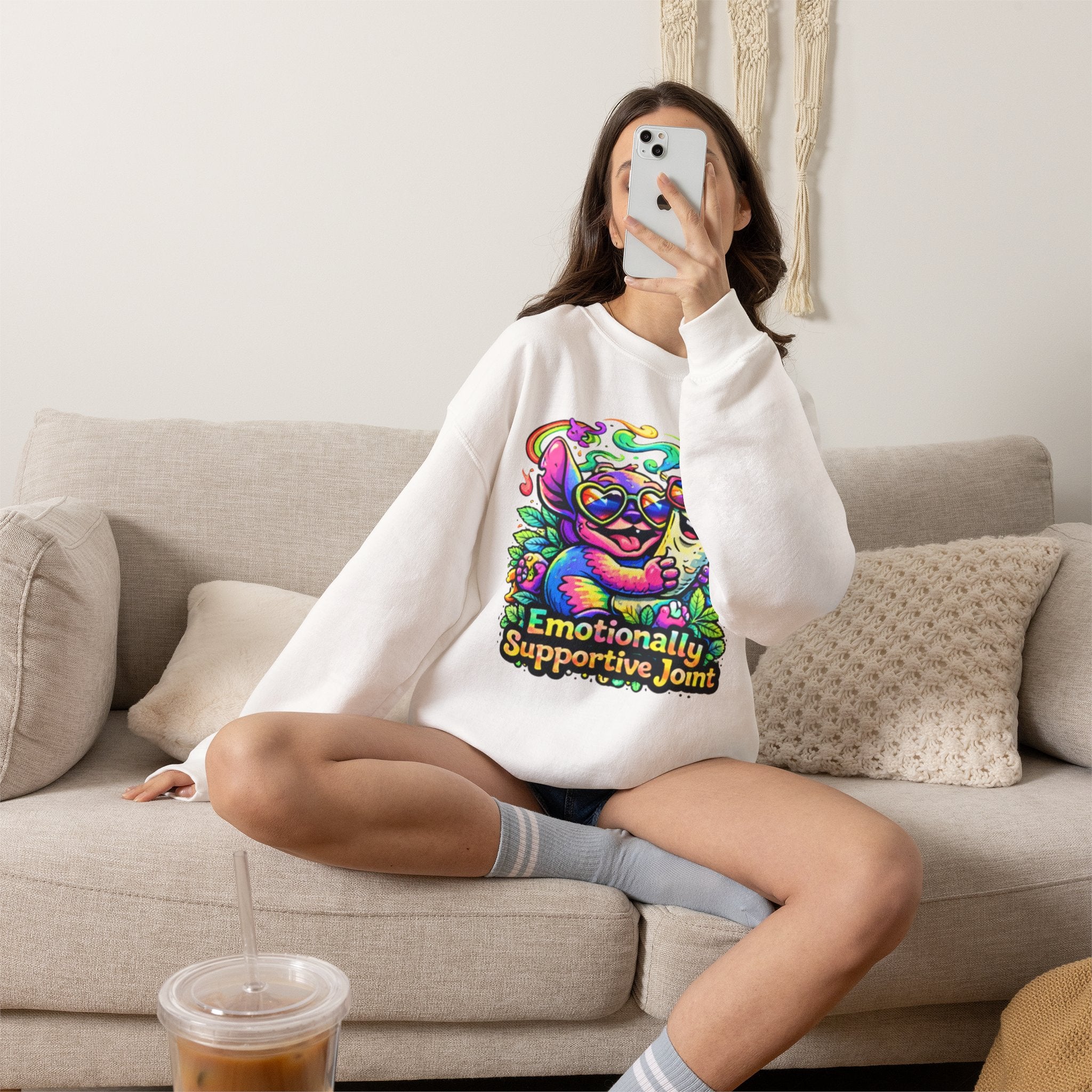 Emotionally Supportive Joint Sweatshirt — Cute Sloth & Joint Hug Graphic