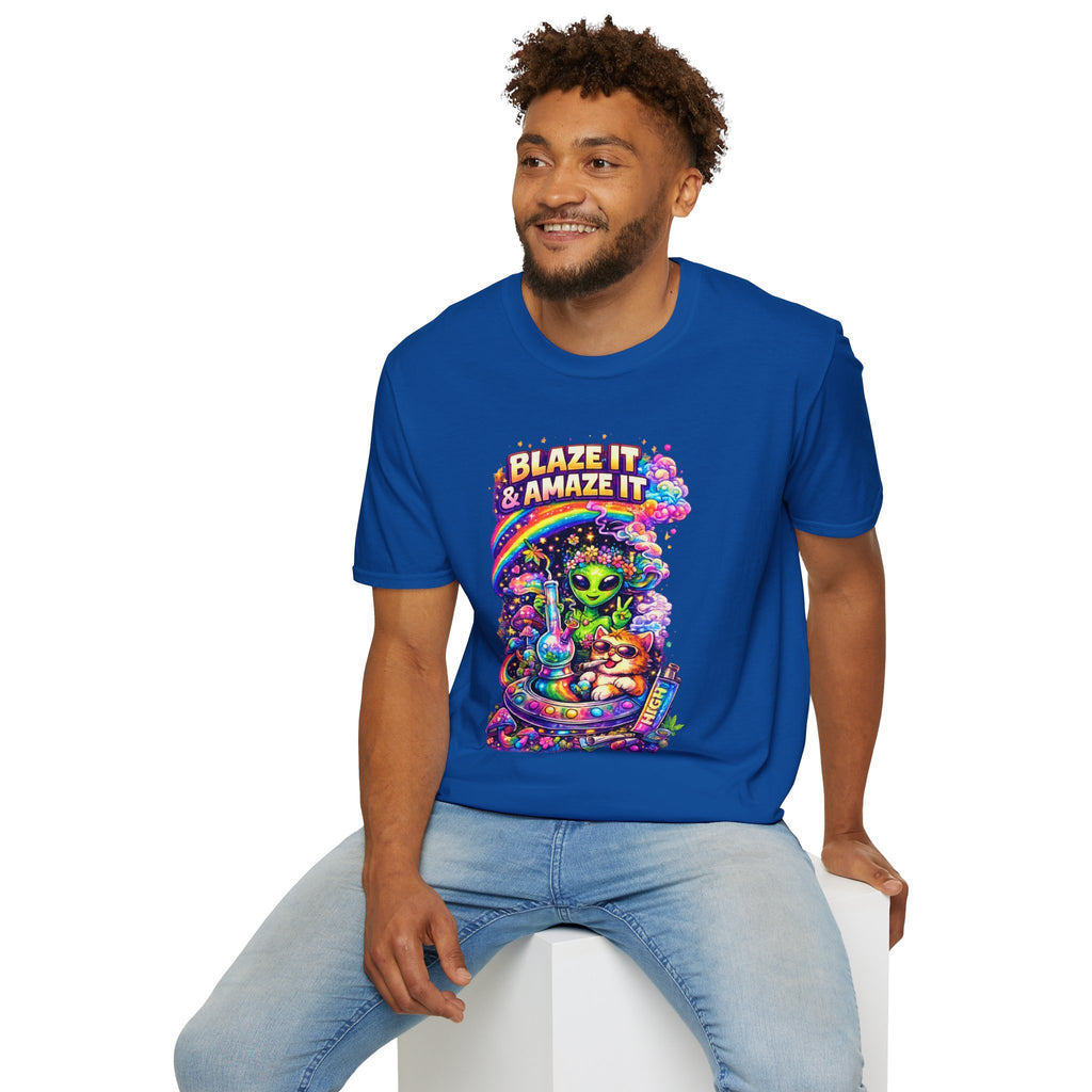 Alien Rainbow Tee - "Blaze It & Amaze It" Psychedelic Graphic T-Shirt