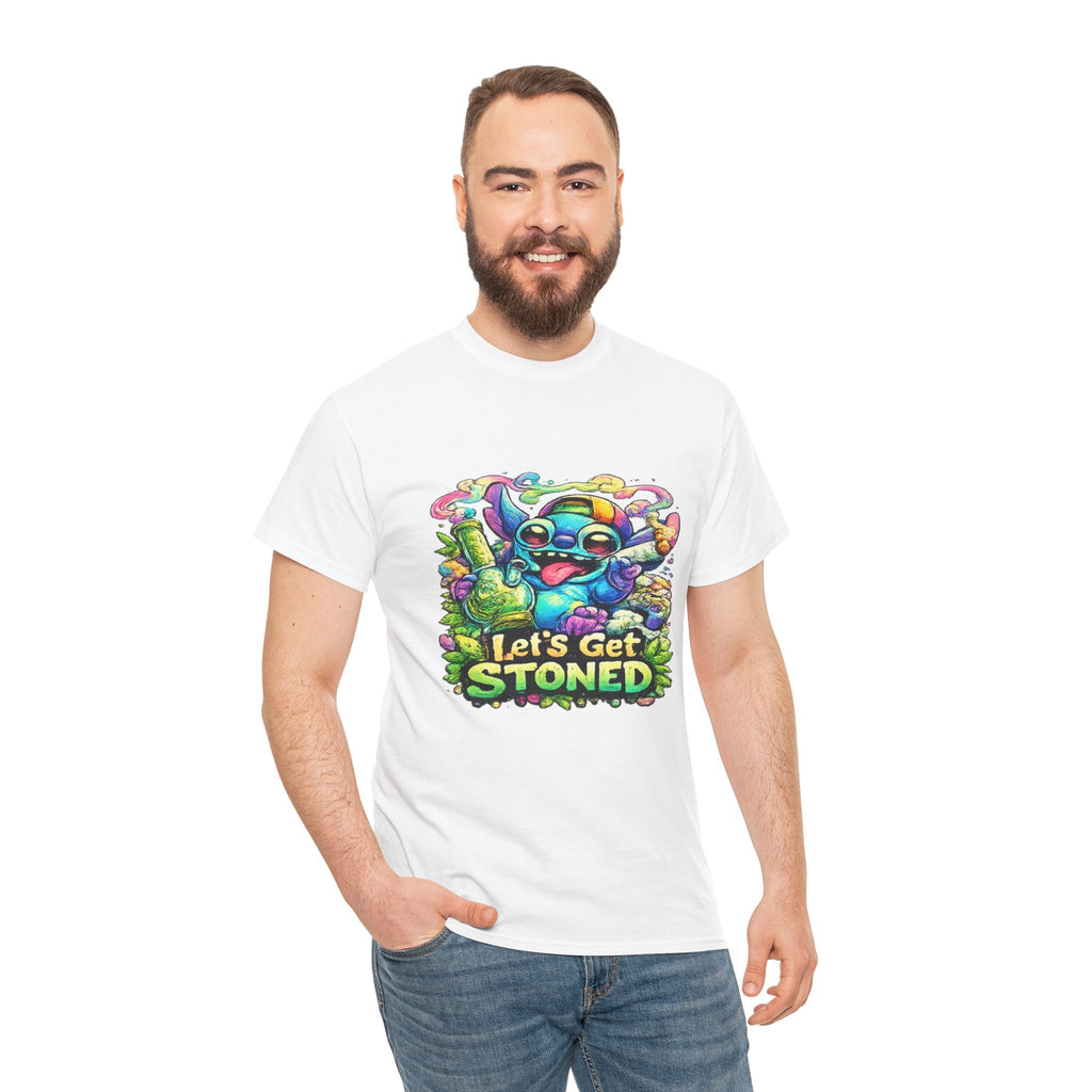 Let's Get Stoned T-Shirt — Colorful Trippy Alien Cannabis Tee