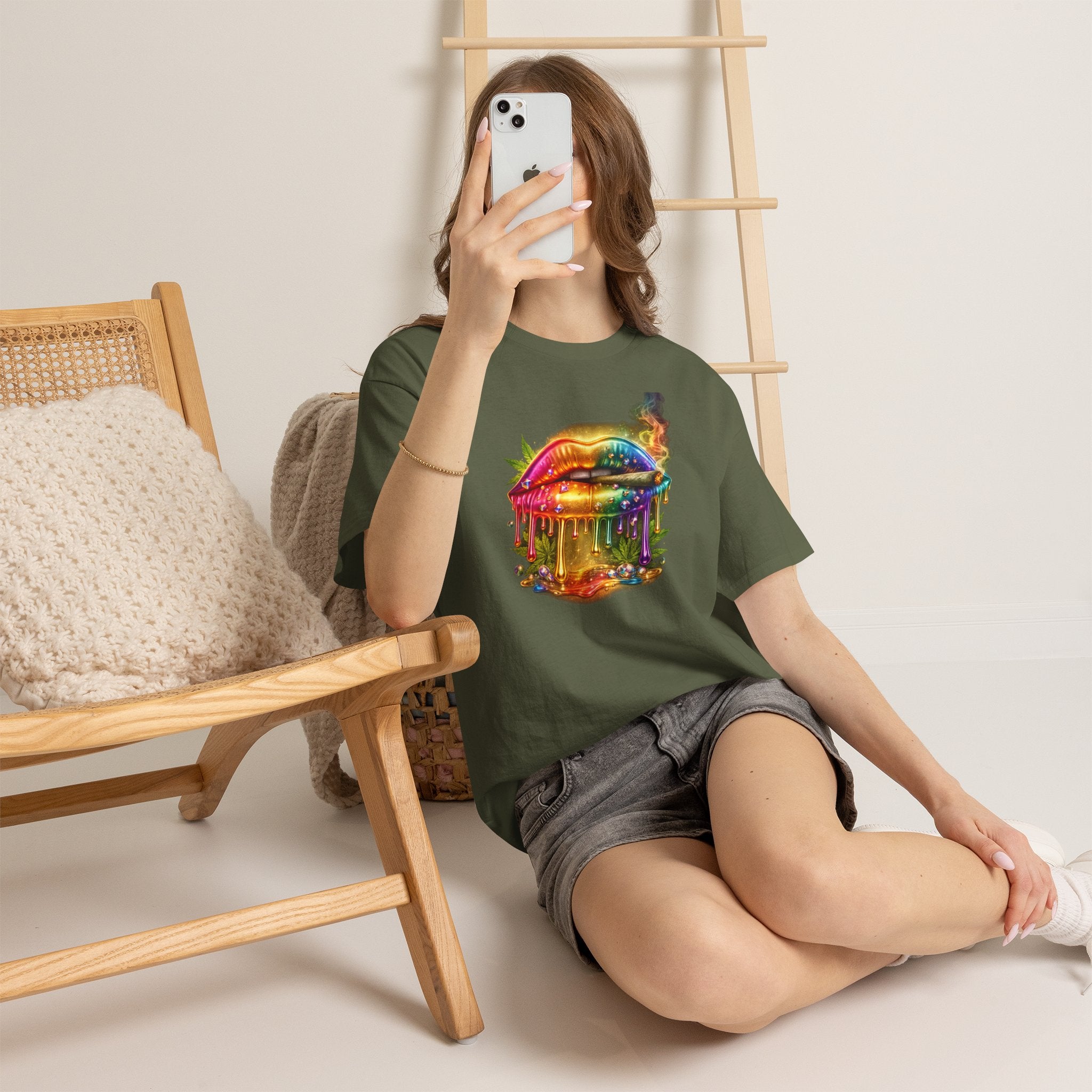 Rainbow Drip Lips T-Shirt — Neon Melting Lip Art Tee