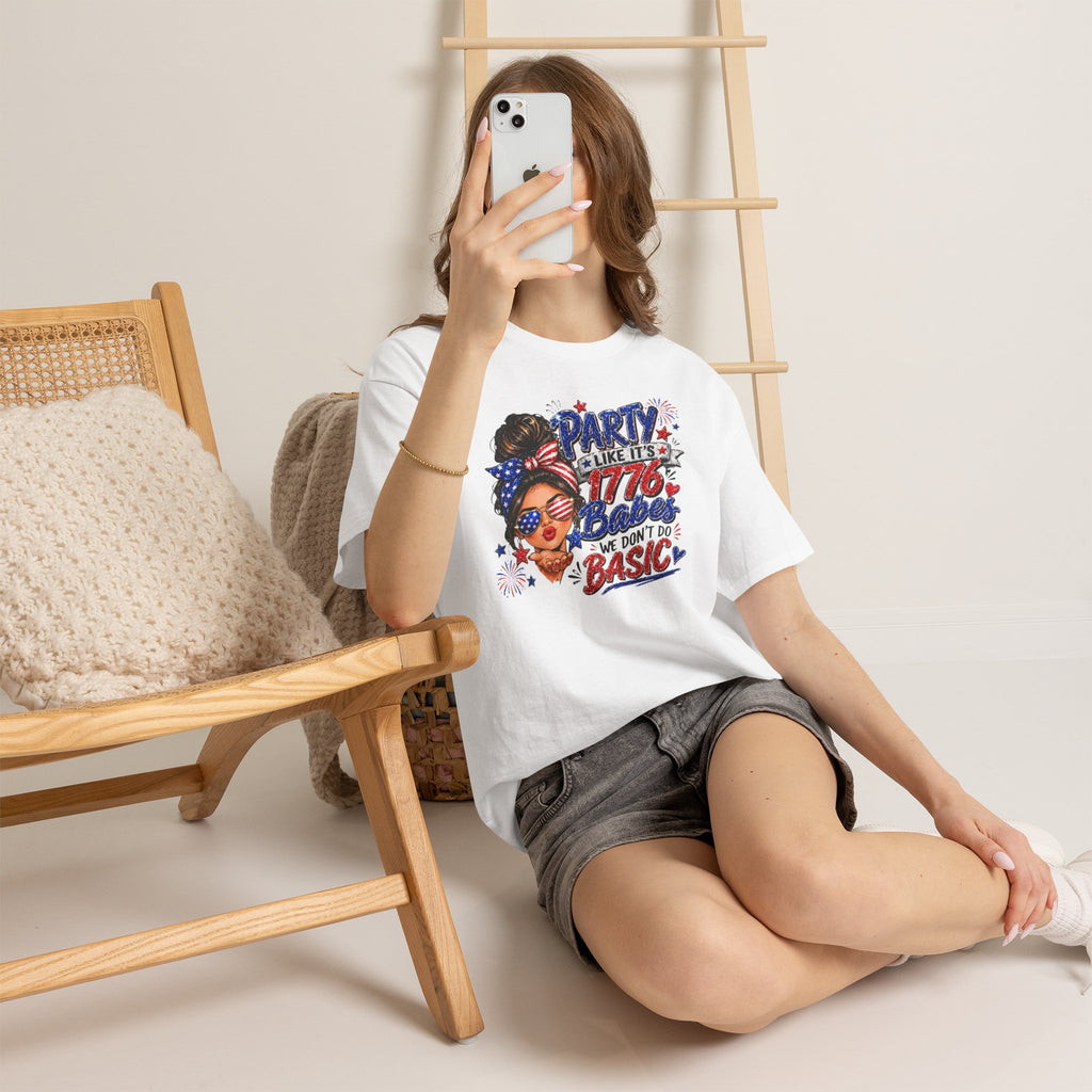 1776 Party Vibes Tee — "Party Like It's 1776 Because We Don't Do Basic" Patriotic T-Shirt