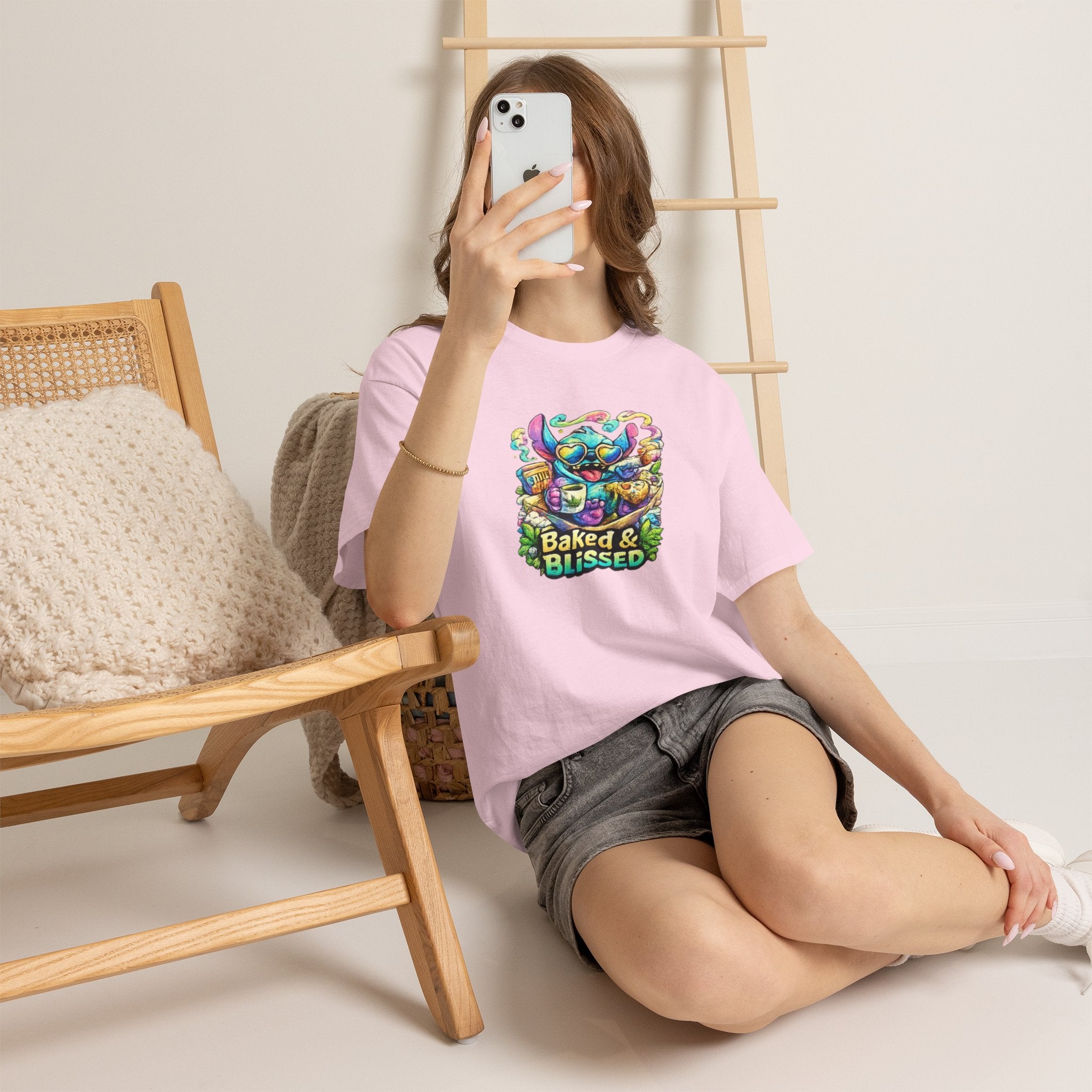 T-Shirt — Colorful 'Baked & Blissed' Cartoon Dessert Graphic Tee