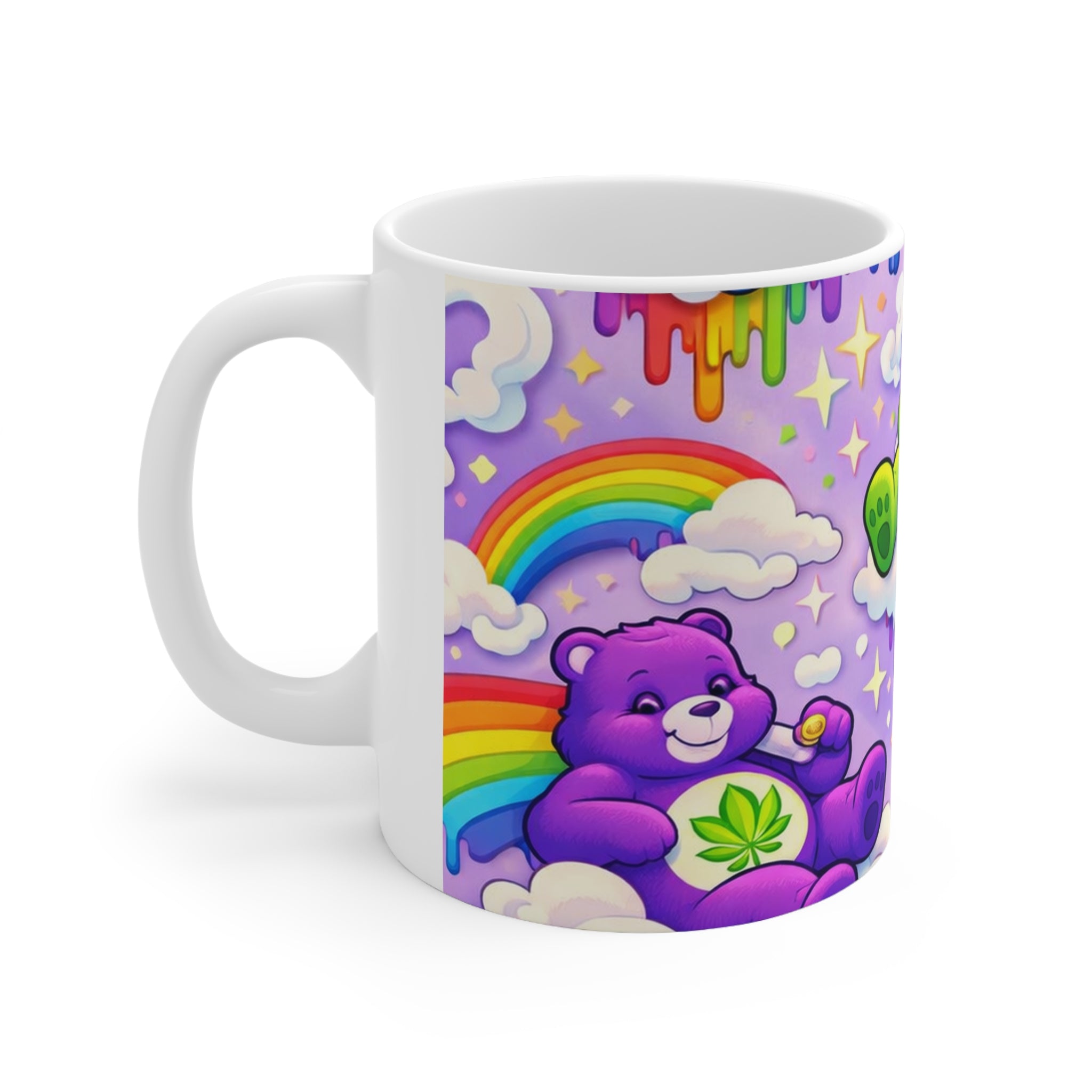 Cannabis Care Bears Ceramic Coffee Mug — Rainbow Stoner 11oz & 15oz