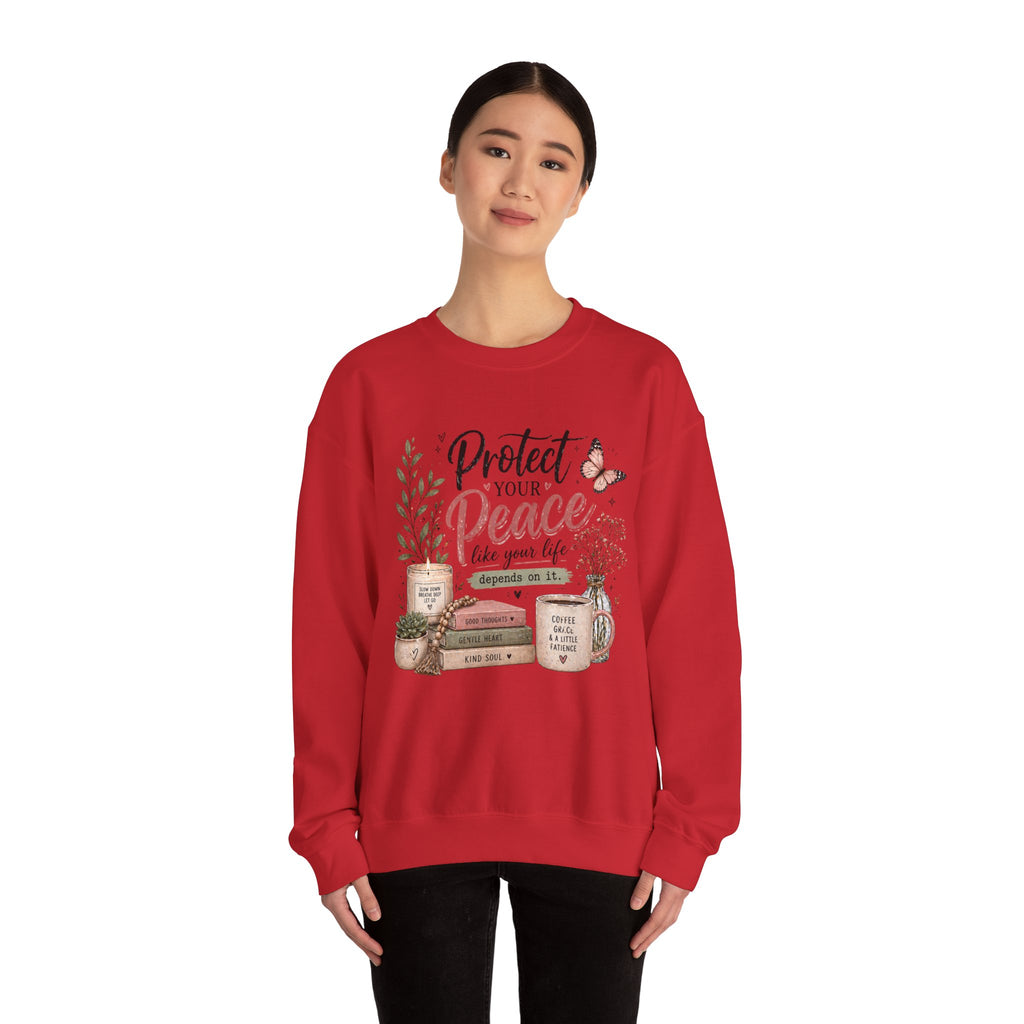 Protect Your Peace Crewneck Sweatshirt – Cozy Inspirational Quote Design