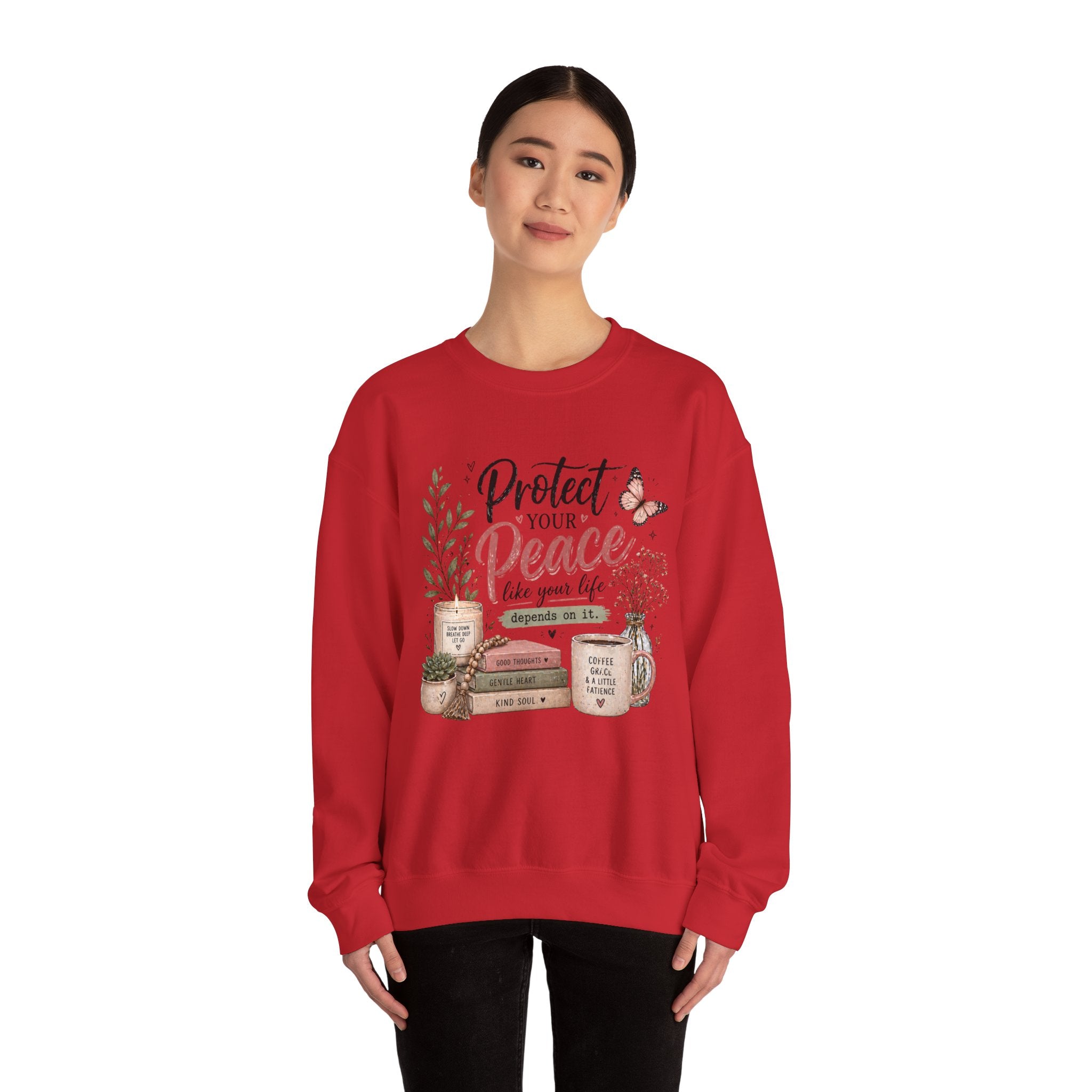 Protect Your Peace Crewneck Sweatshirt – Cozy Inspirational Quote Design