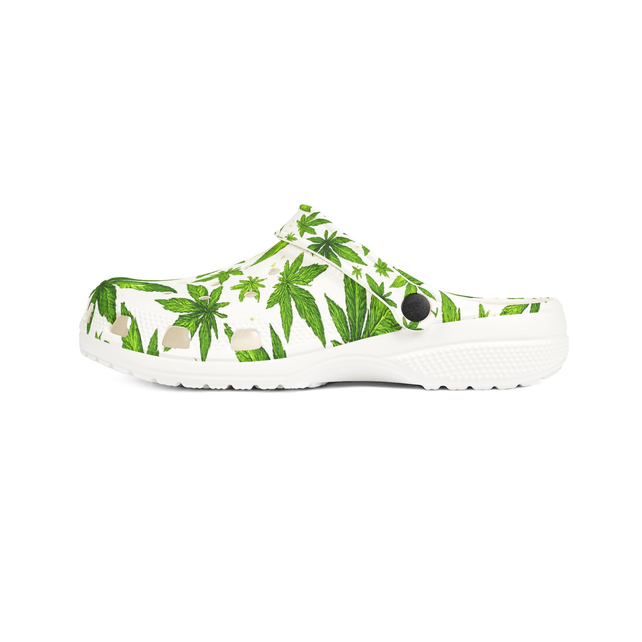 Leaf Pattern EVA Clogs — Green Botanical Foam Slip-Ons