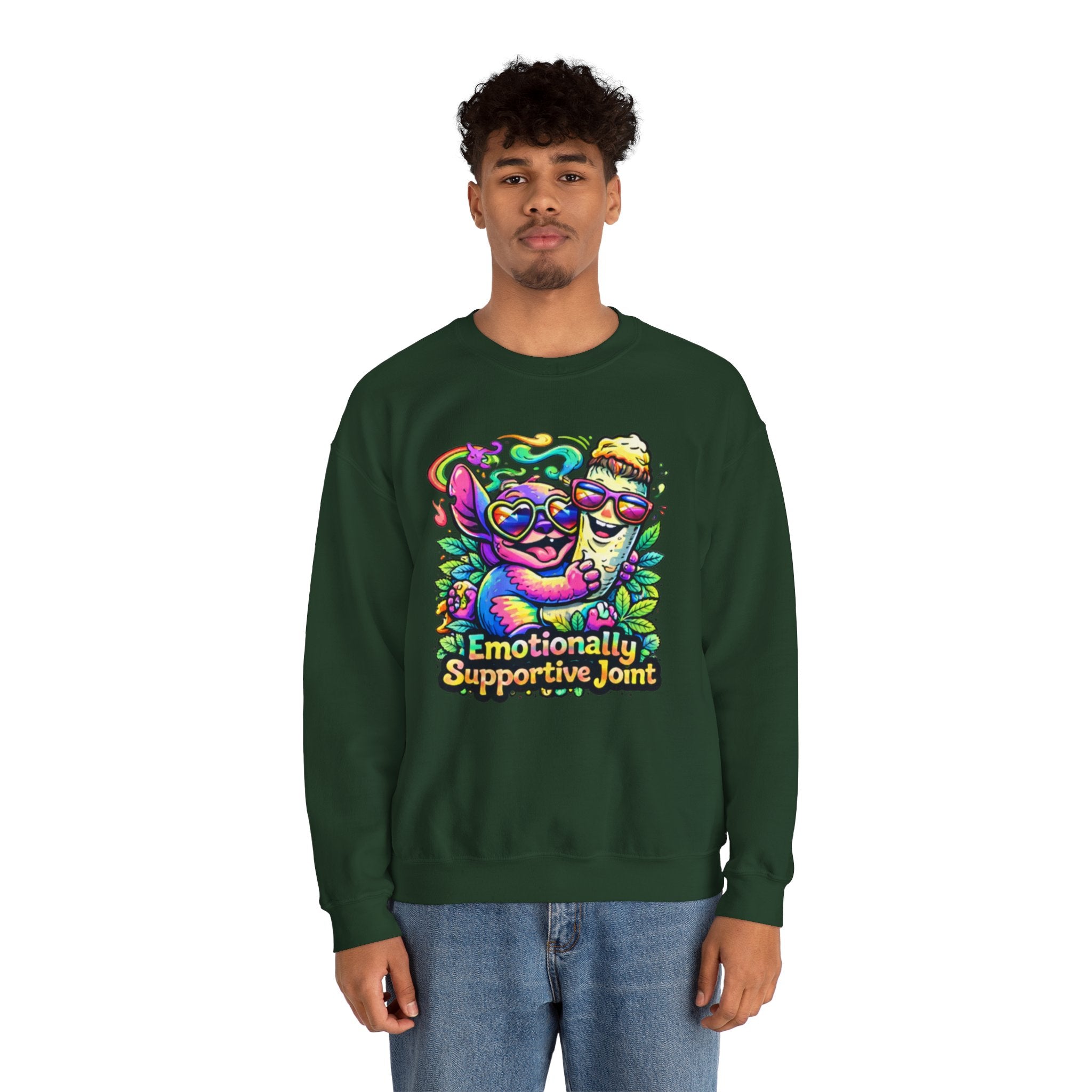 Emotionally Supportive Joint Sweatshirt — Cute Sloth & Joint Hug Graphic