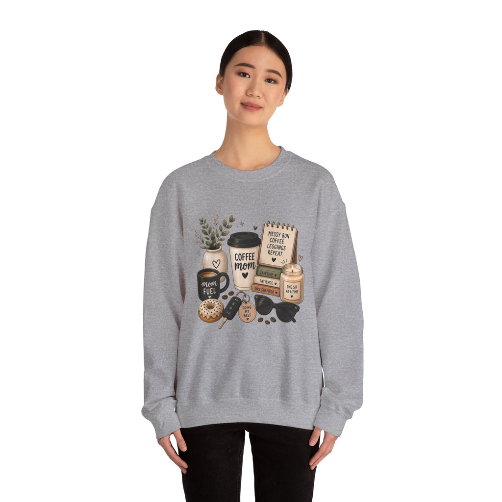 Coffee Mom Crewneck Sweatshirt — Cozy Morning Coffee Lover Graphic