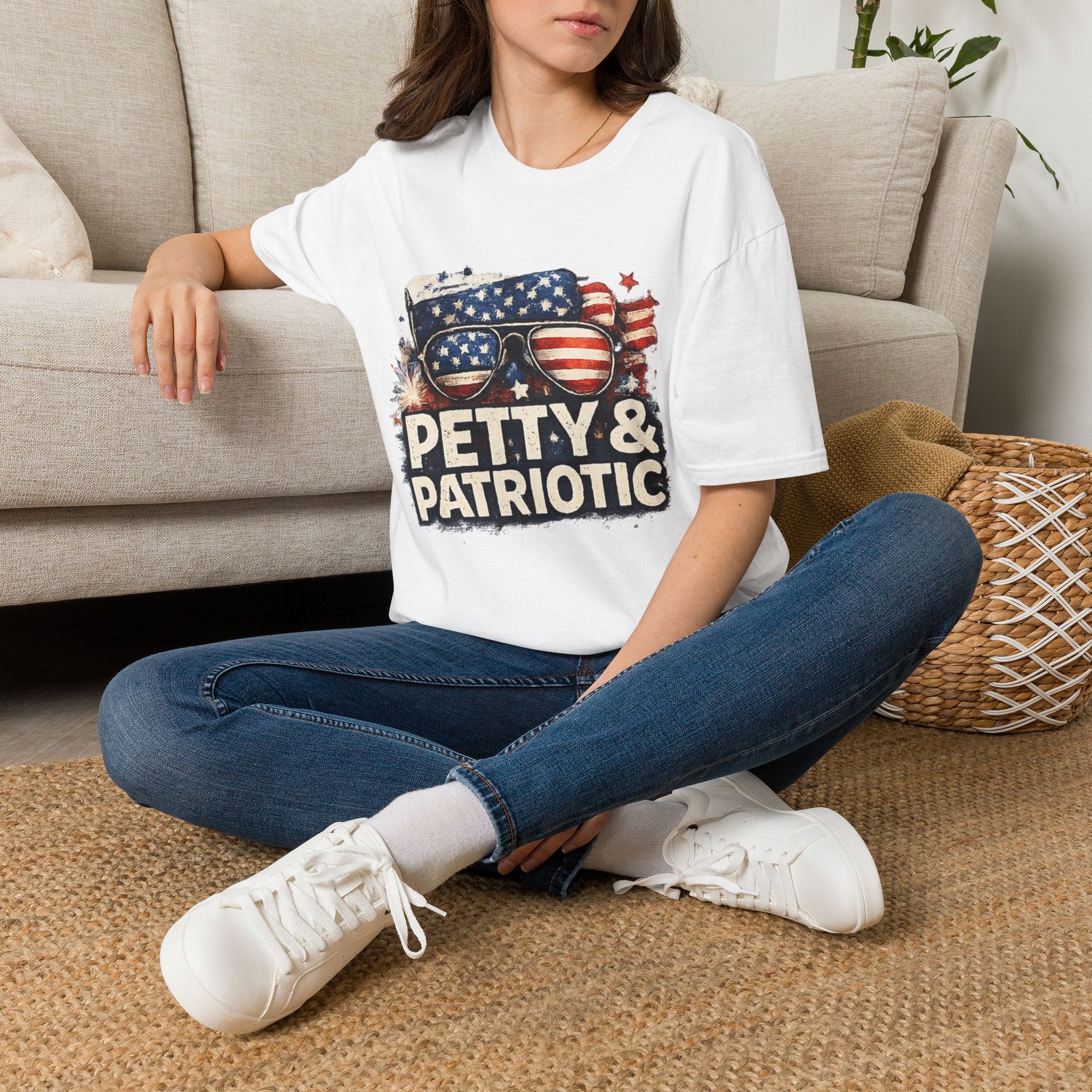 Petty & Patriotic T-Shirt — Funny American Flag Sunglasses Tee