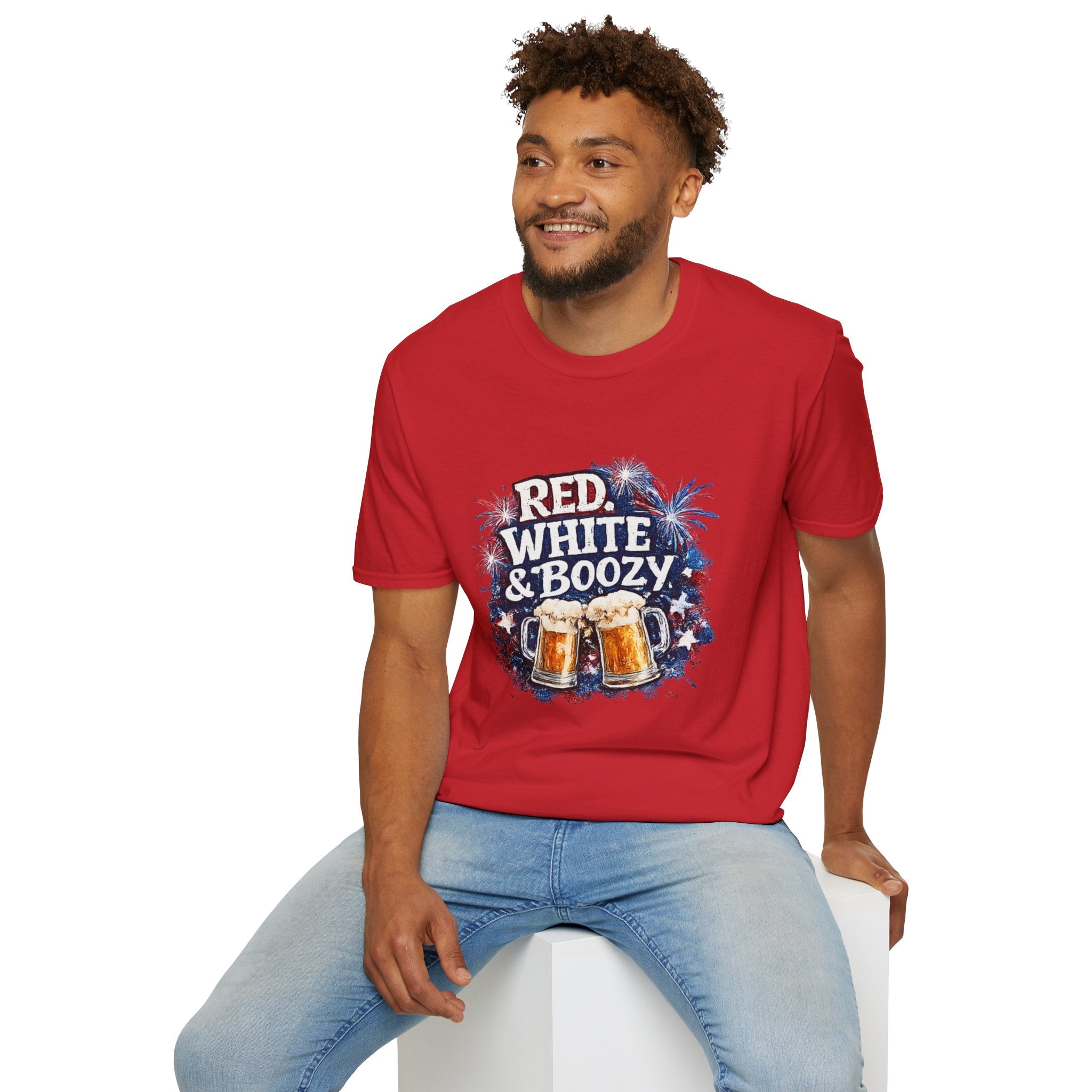 Red, White & Boozy Beer T-Shirt — Patriotic 4th of July Party Tee