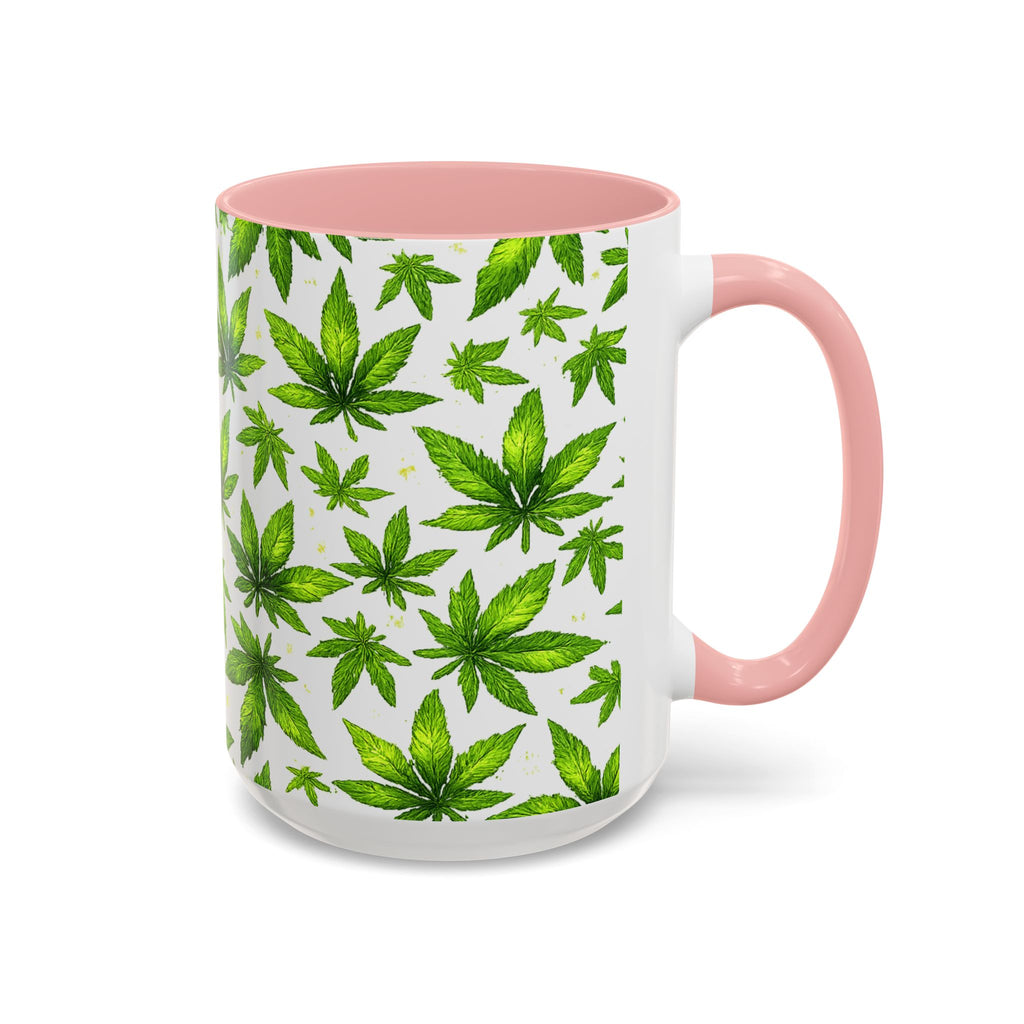 Cannabis Leaf Pattern Accent Coffee Mug – 11/15oz Ceramic