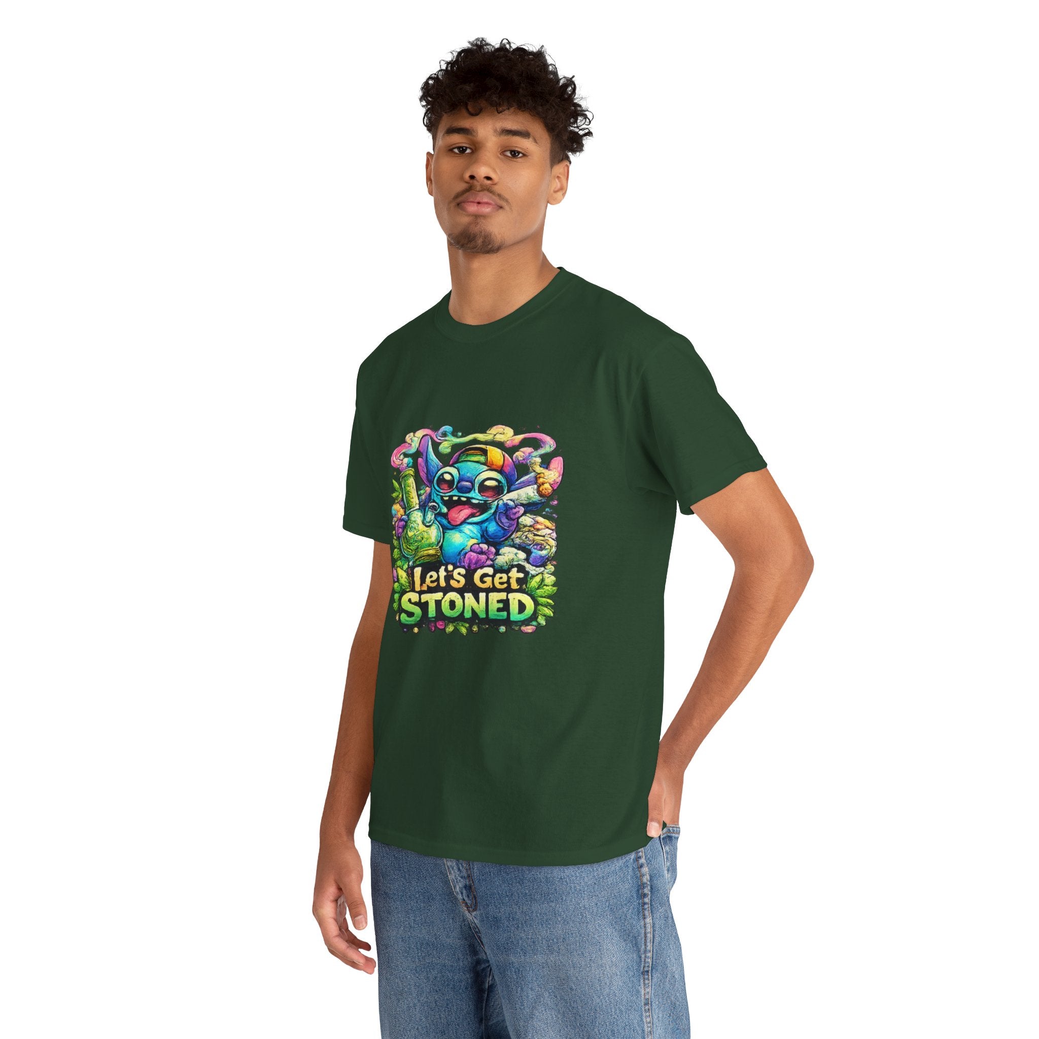 Let's Get Stoned T-Shirt — Colorful Trippy Alien Cannabis Tee