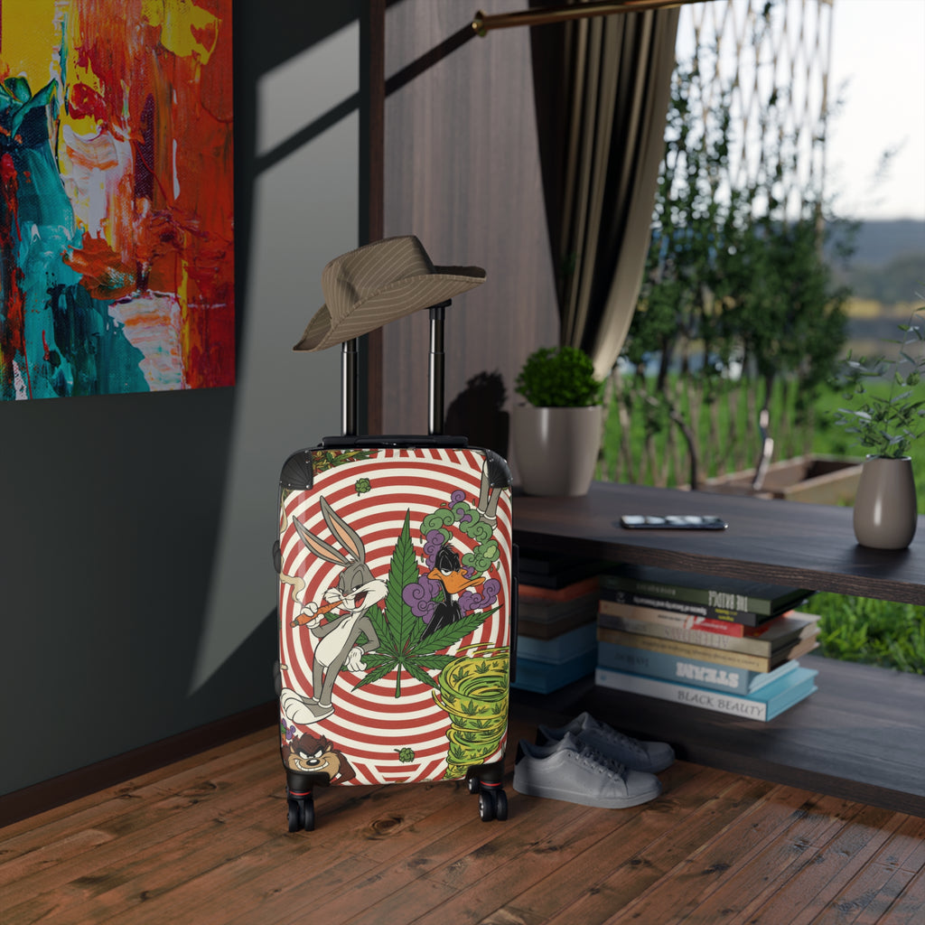 Cannabis Cartoon Suitcase – Retro Bugs Bunny & Daffy Luggage