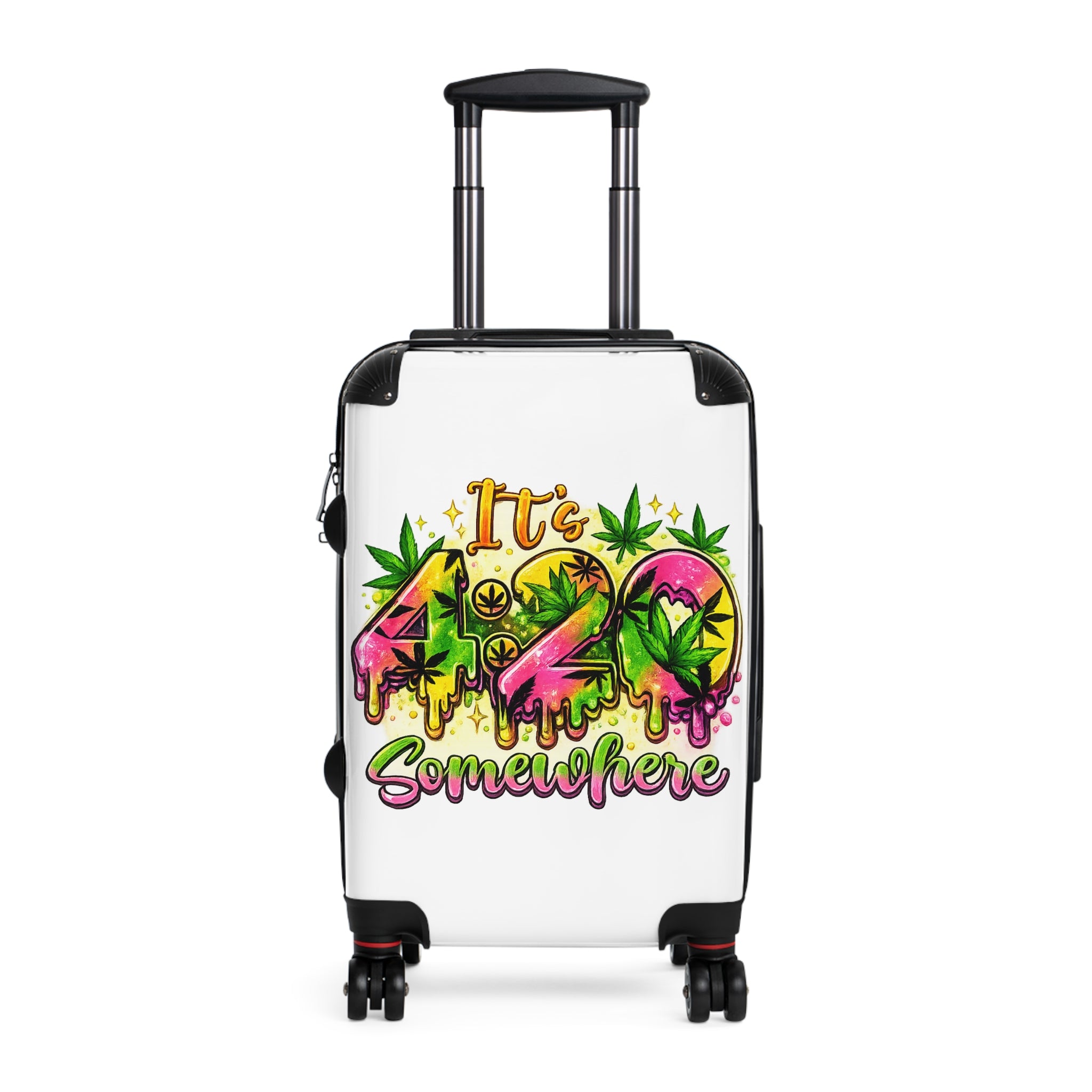 Suitcase — "It's 420 Somewhere" Travel Carry-On with Colorful Cannabis Design