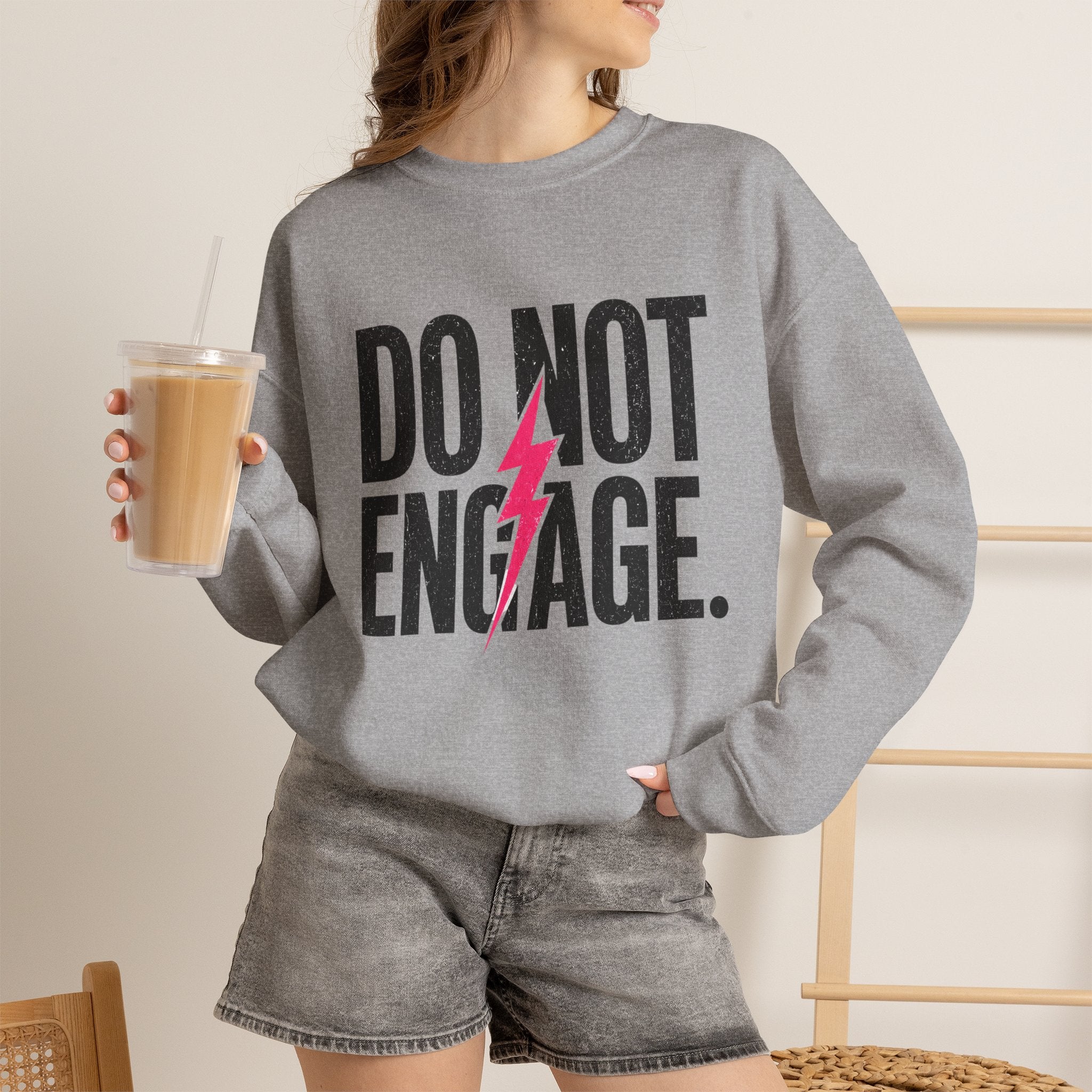 Do Not Engage Crewneck Sweatshirt – Bold Lightning Graphic Streetwear