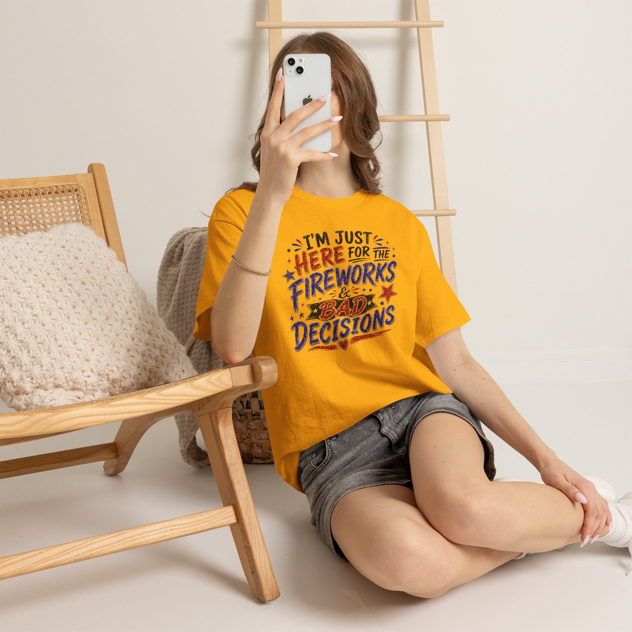 Patriotic 'I'm Just Here for the Fireworks & Bad Decisions' Tee